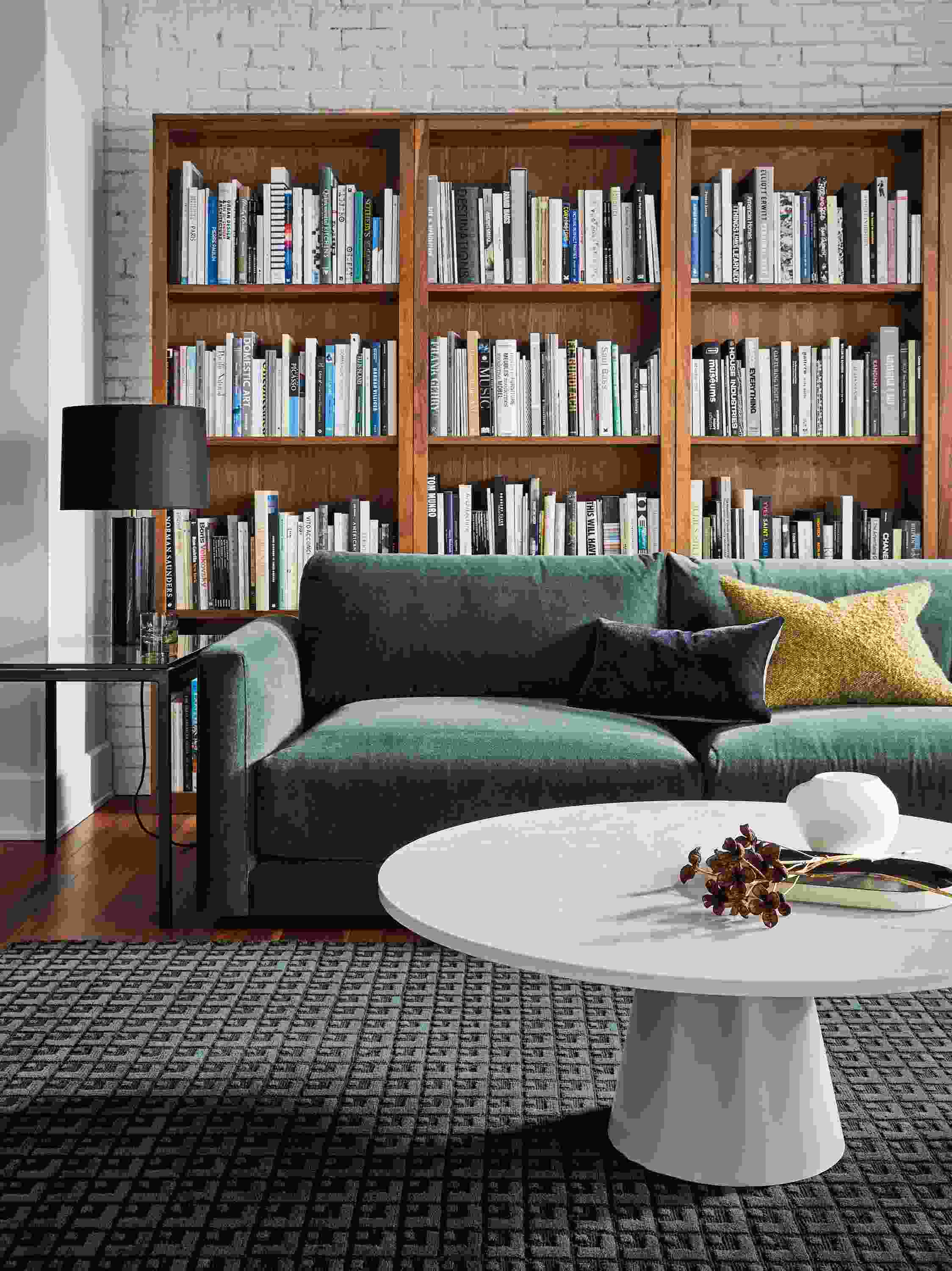 Living room setting with Cade sofa in Vick fabric, Decker coffee table.