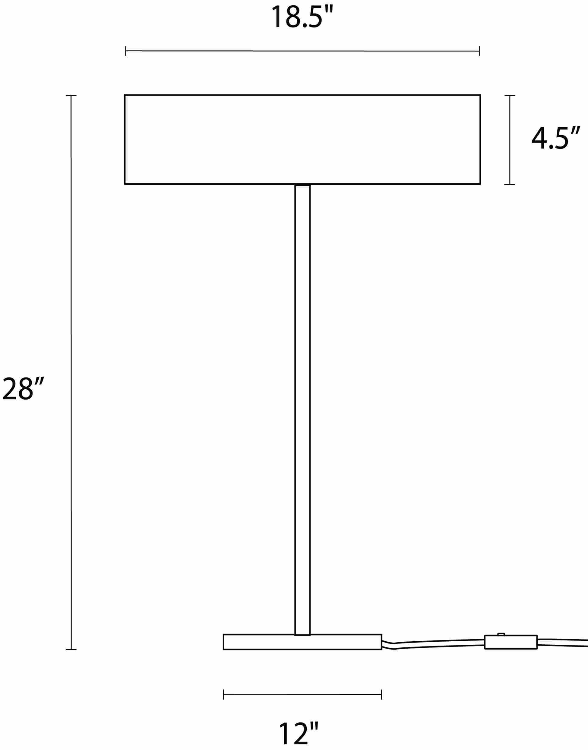 Cohen 28h Table Lamp Dimension Drawing