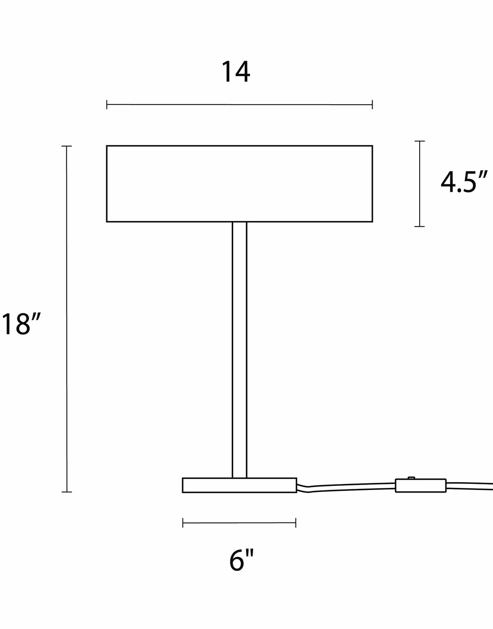 Cohen 18h Table Lamp Dimension Drawing