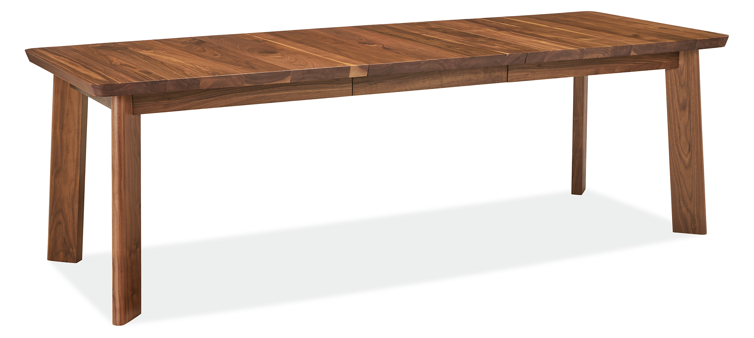 detail of walnut colby extension table with leaf extended