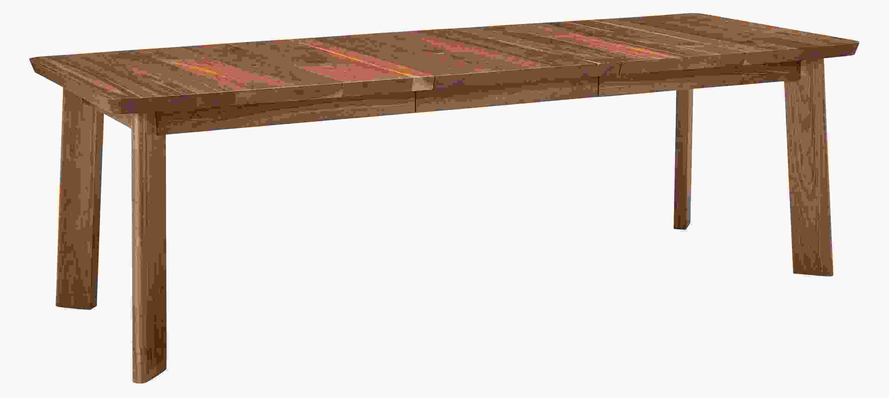 detail of walnut colby extension table with leaf extended