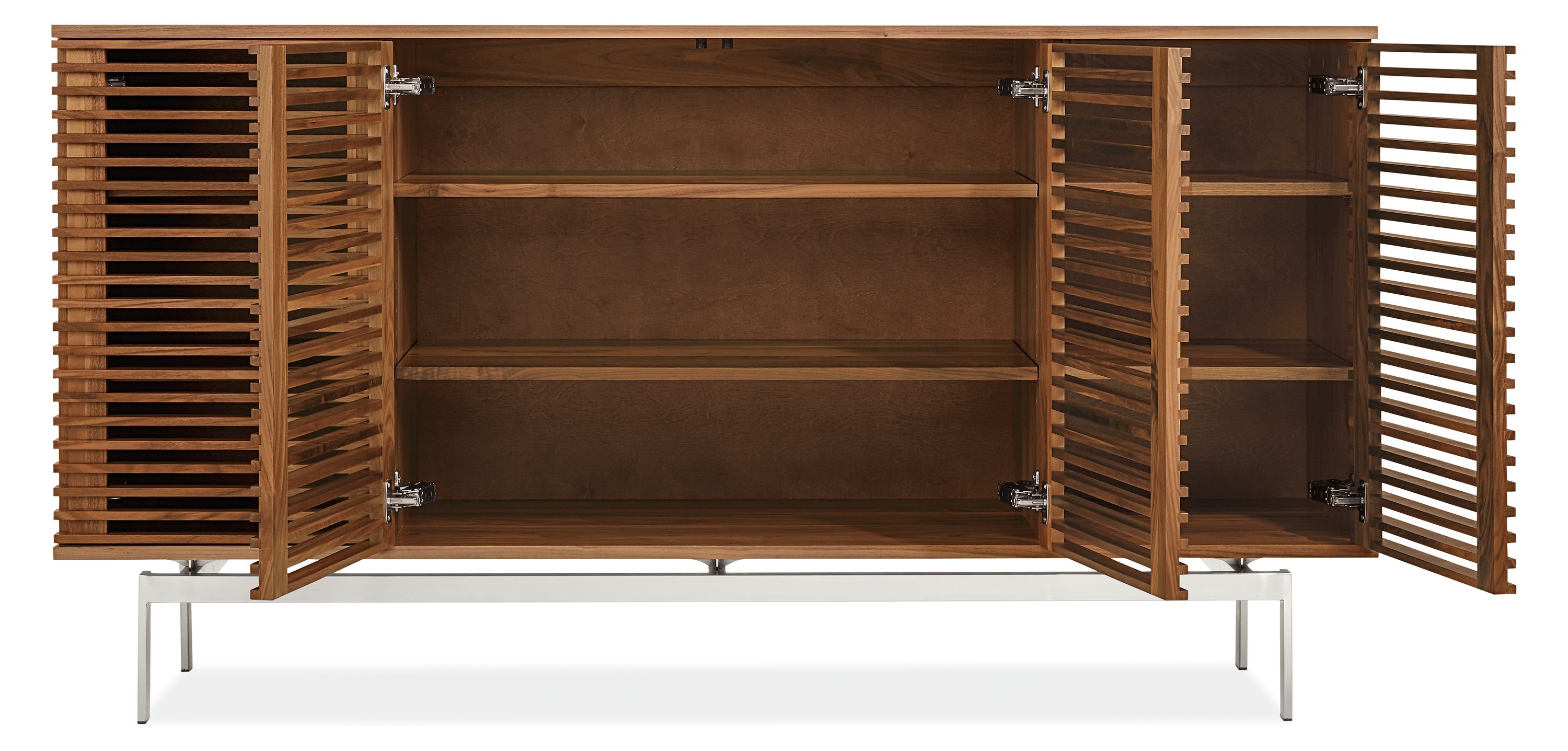 Open detail of Coles 72w 18d 38h Four-Door Storage Cabinet.