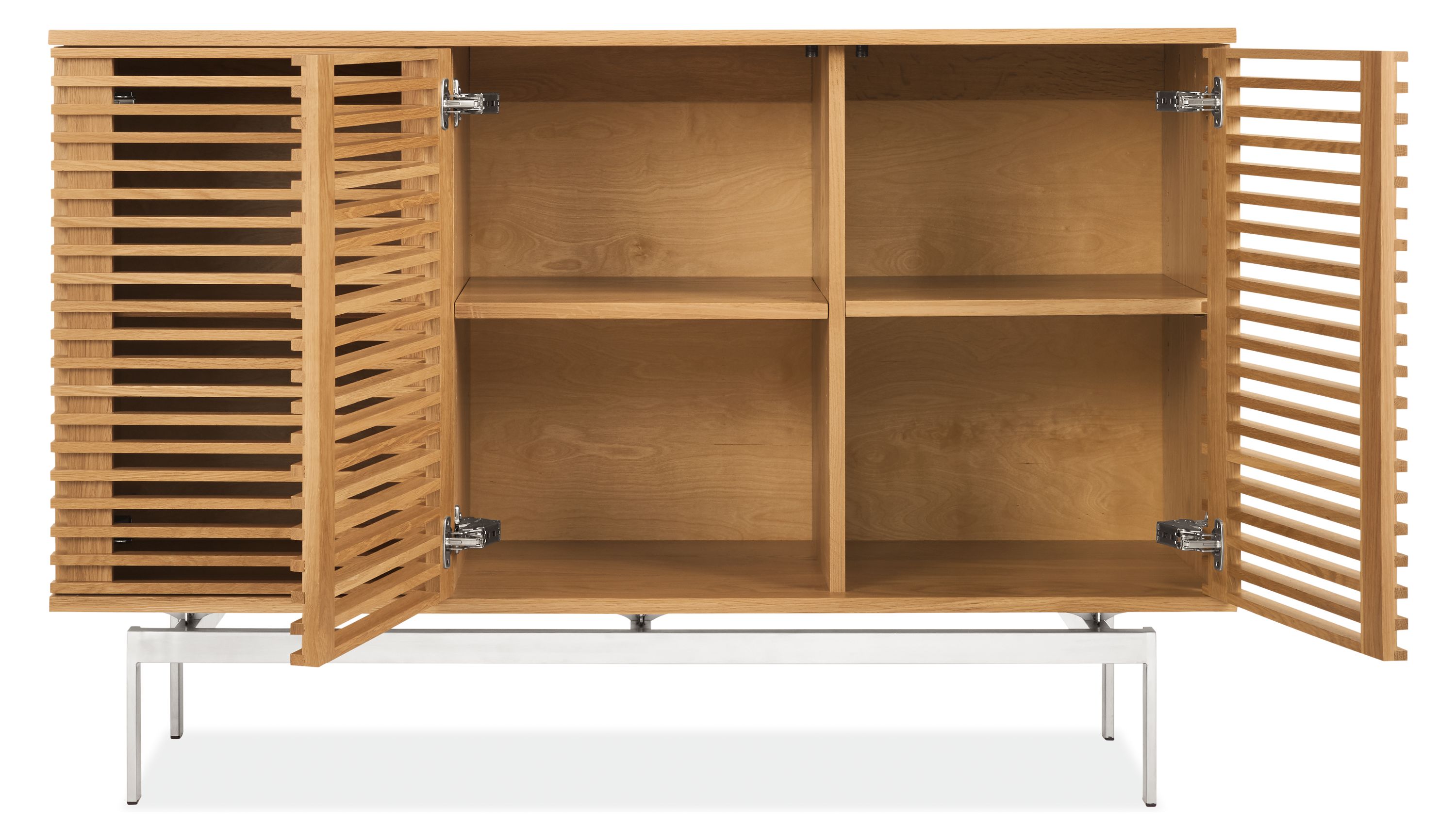 Open detail of Coles 55w 18d 36h Three-Door Storage Cabinet.