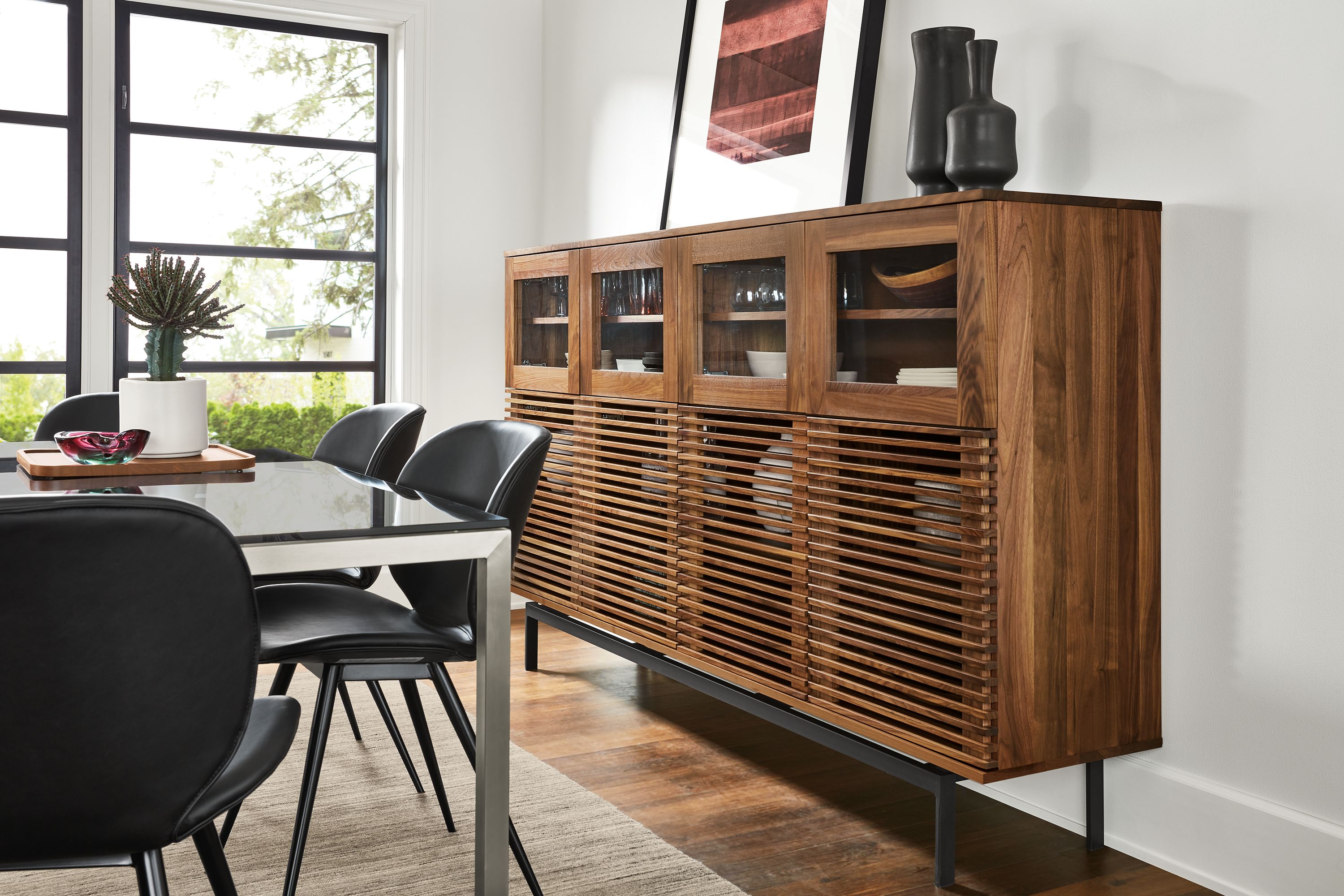 84w 50h cabinet in walnut/natural steel