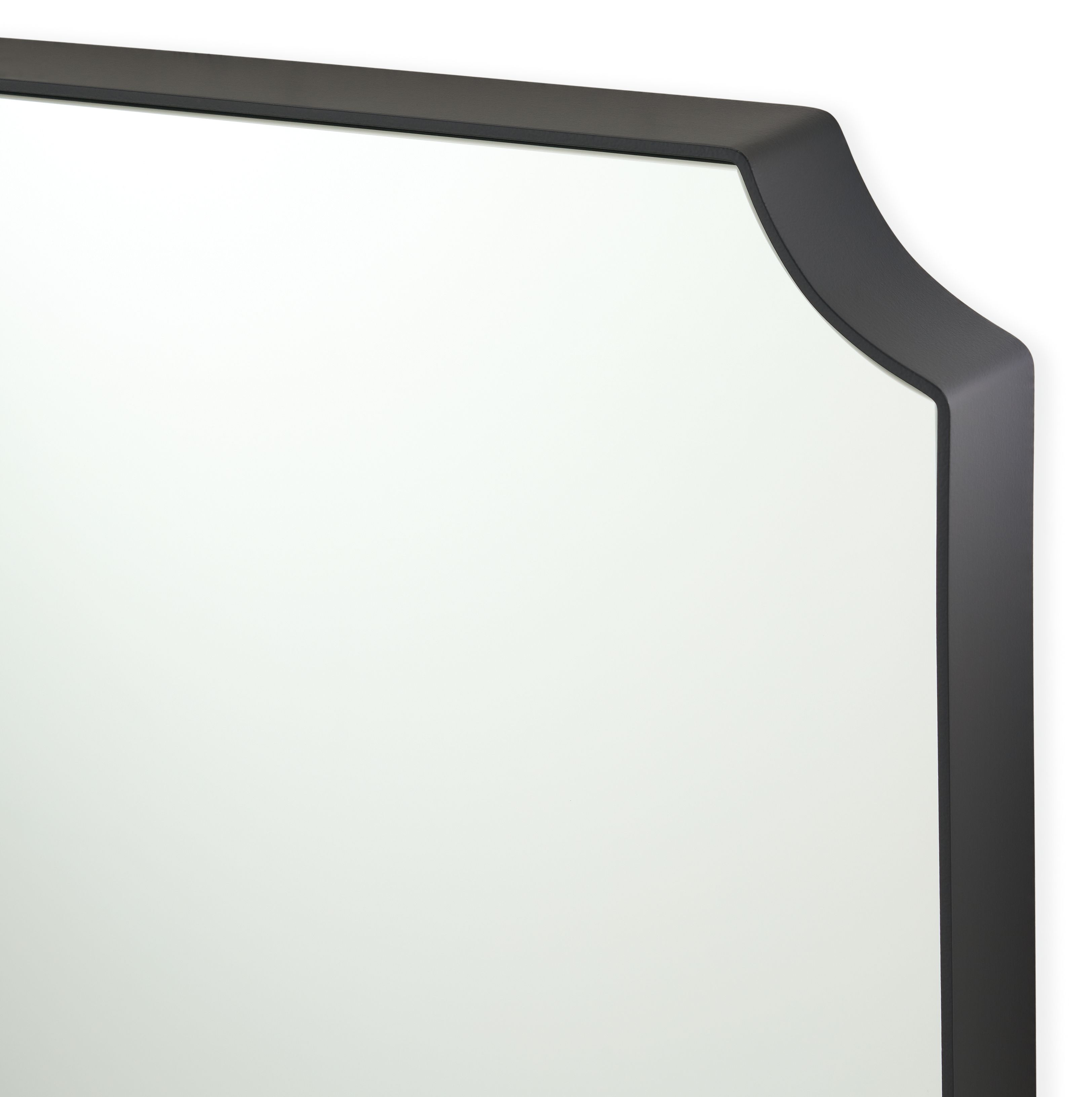 Corner detail of Collette 24-wide wall mirror in graphite.