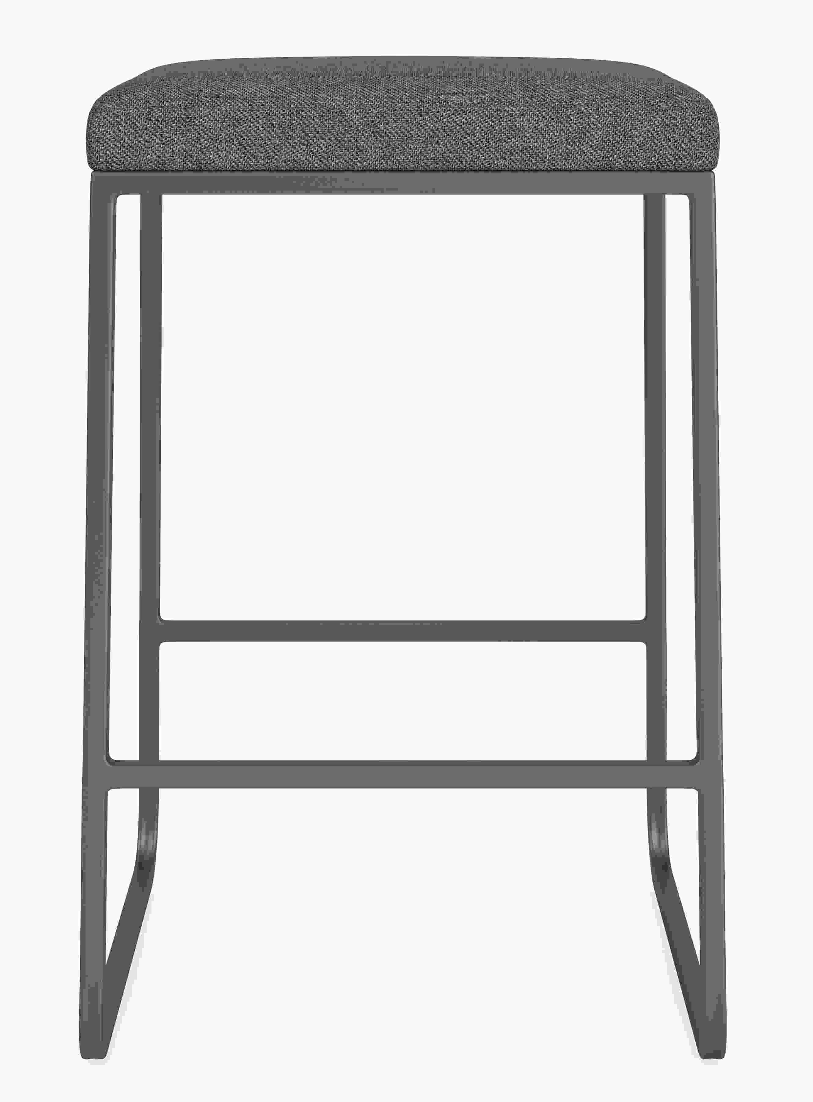 Front view of Collins Counter Stool in Pesaro black leather.
