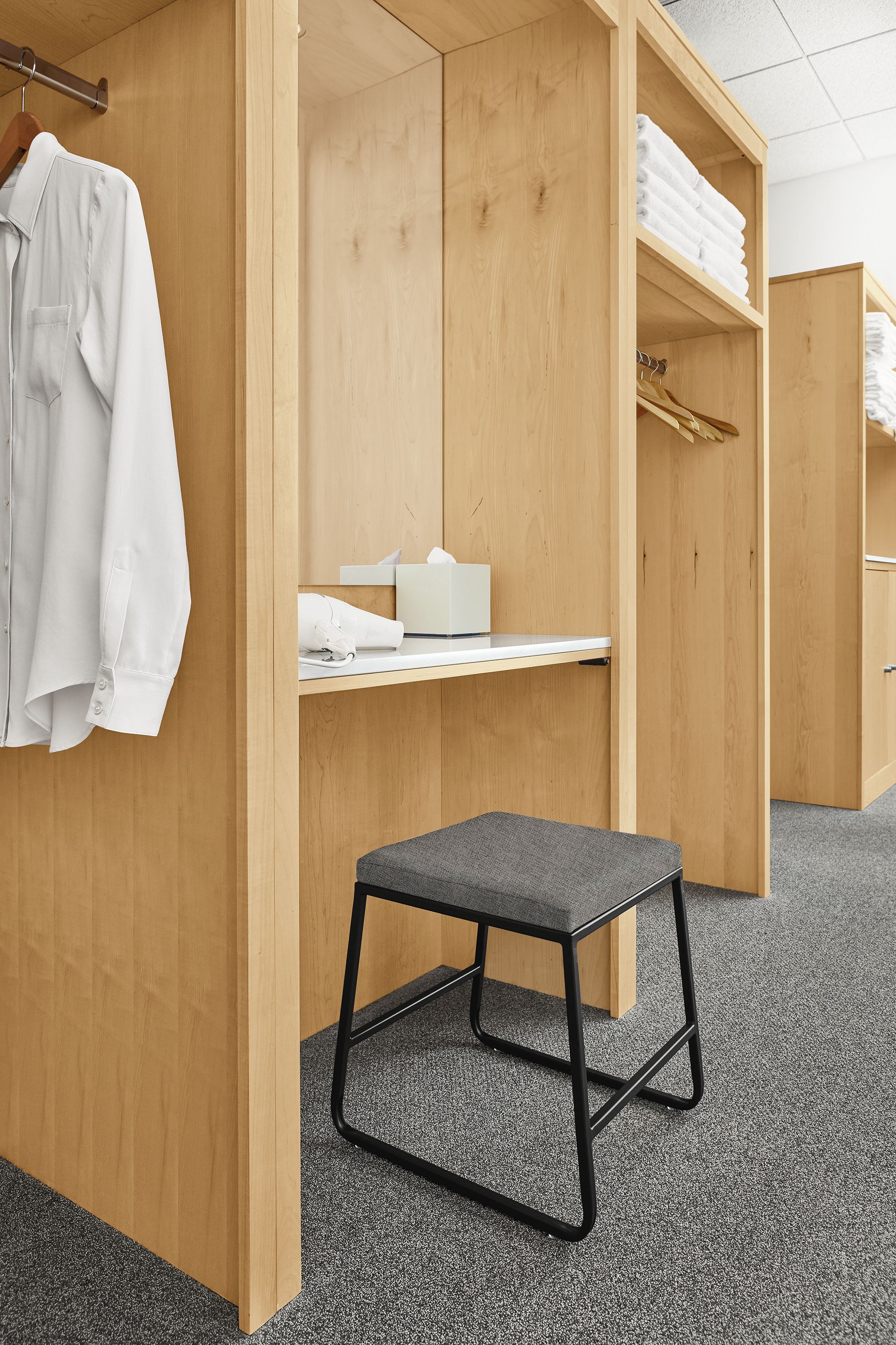 16.5"w stool in graphite with Sumner graphite fabric