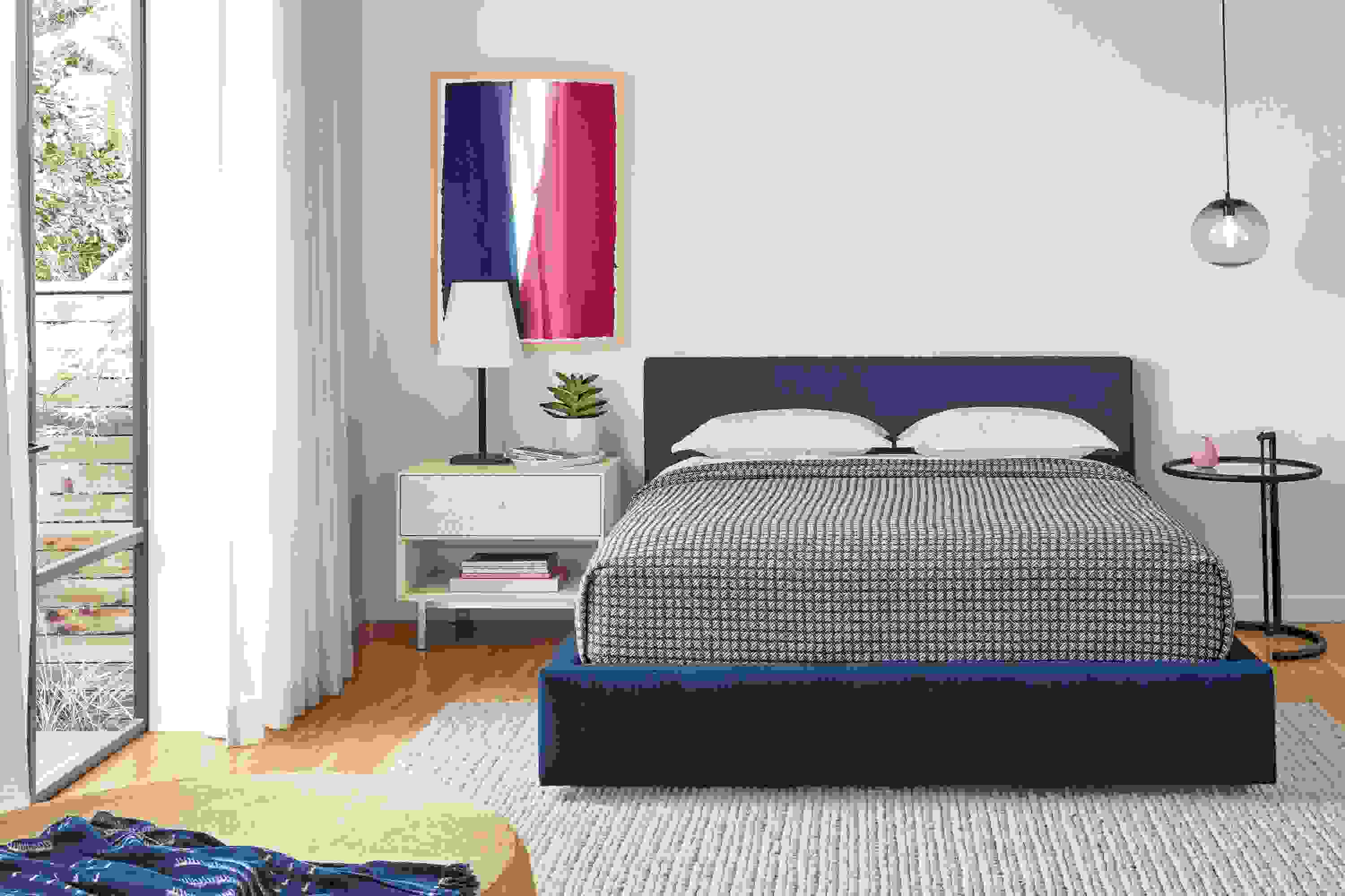 Detail of Colville bedding on Wyatt blue bed.