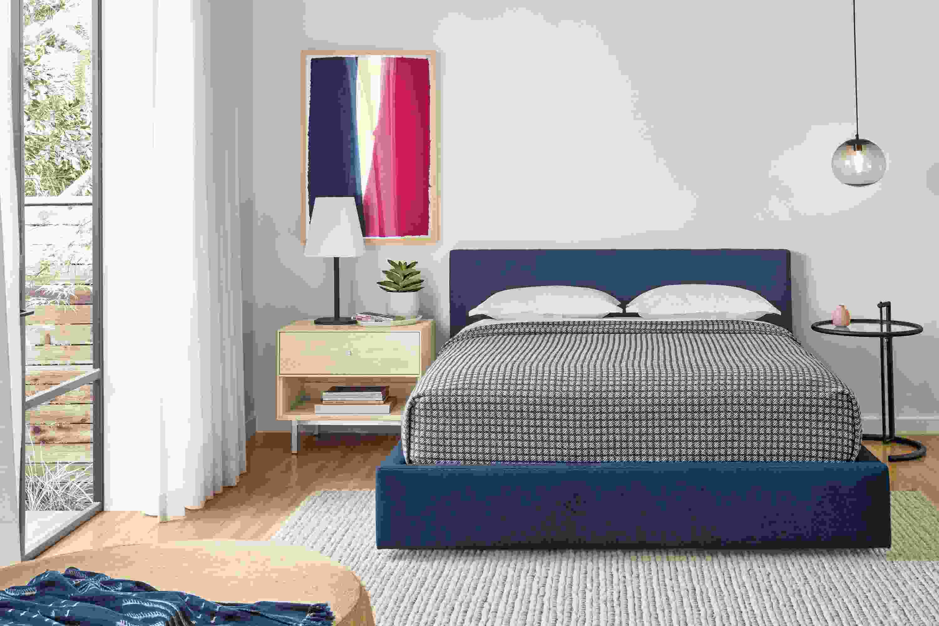 Detail of Colville bedding on Wyatt blue bed.