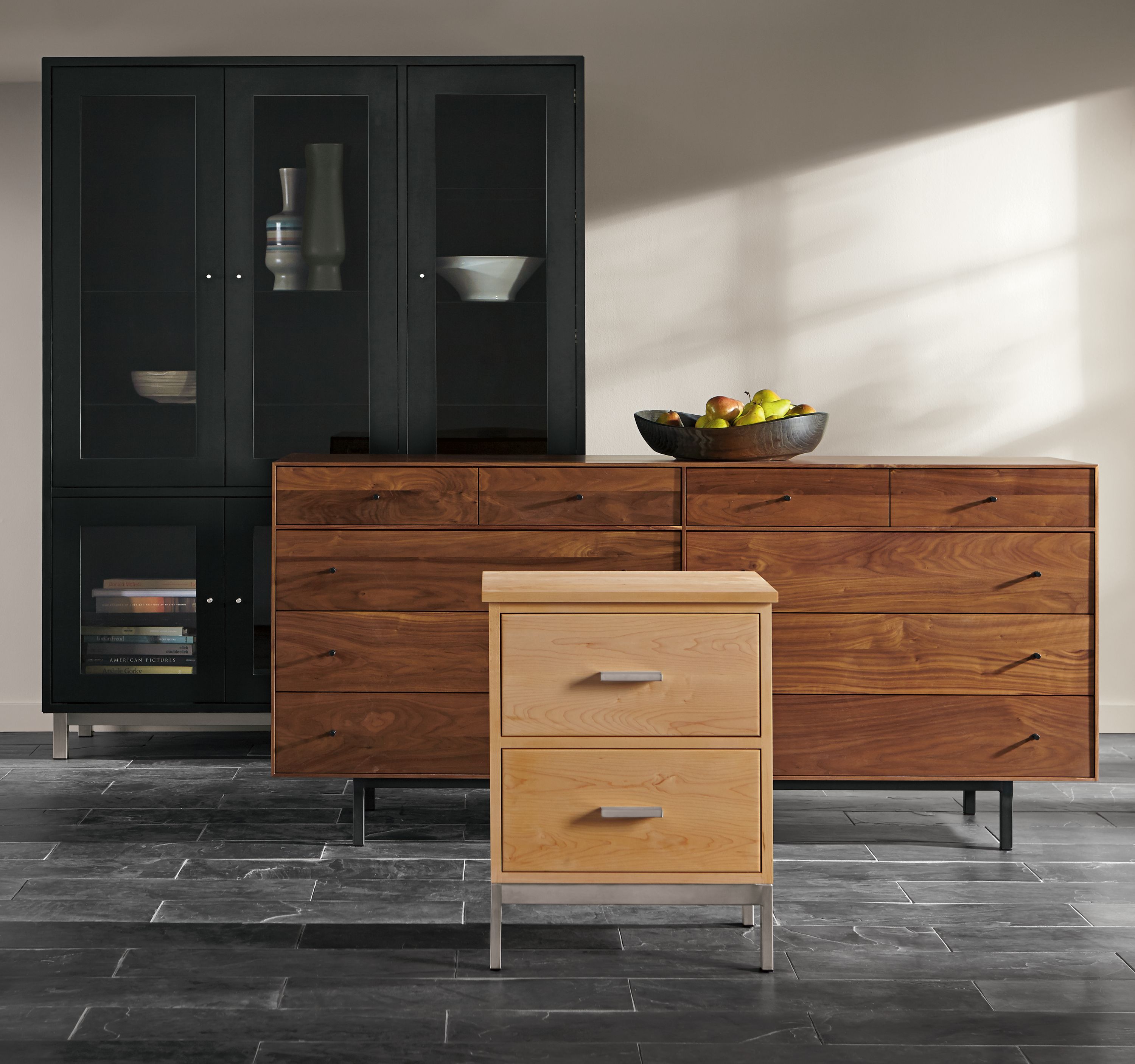 Propped view of Copenhagen custom cabinets.