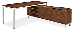 Copenhagen 80w 16d 25h Right-File Drawer Bench with Cushion and Parsons 72w 30d 29h Table.
