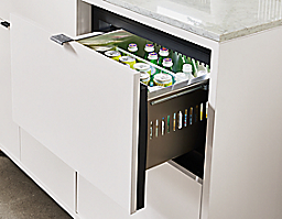copenhagen fridge cabinet with drawer open showing drinks within.