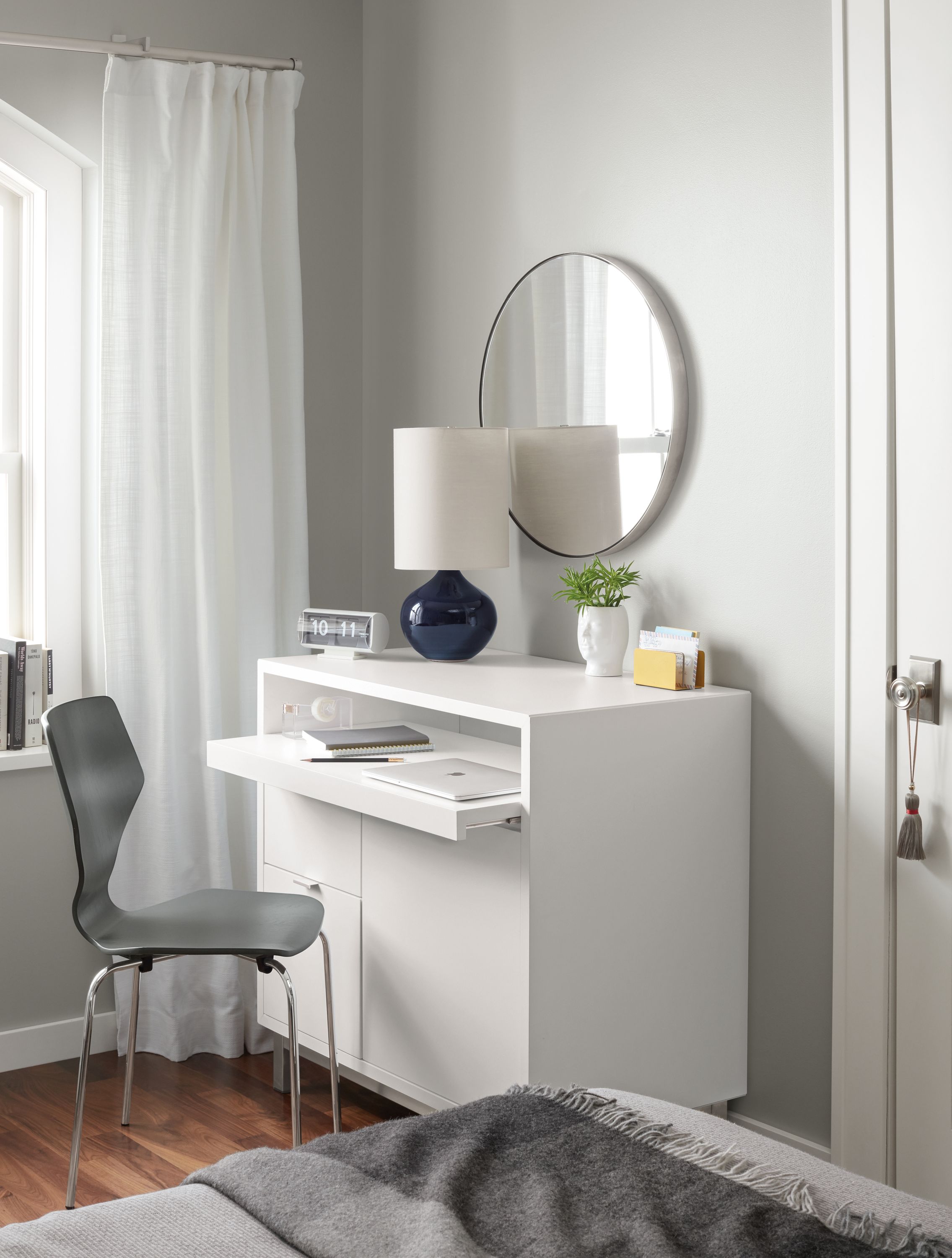 White with stainless steel base