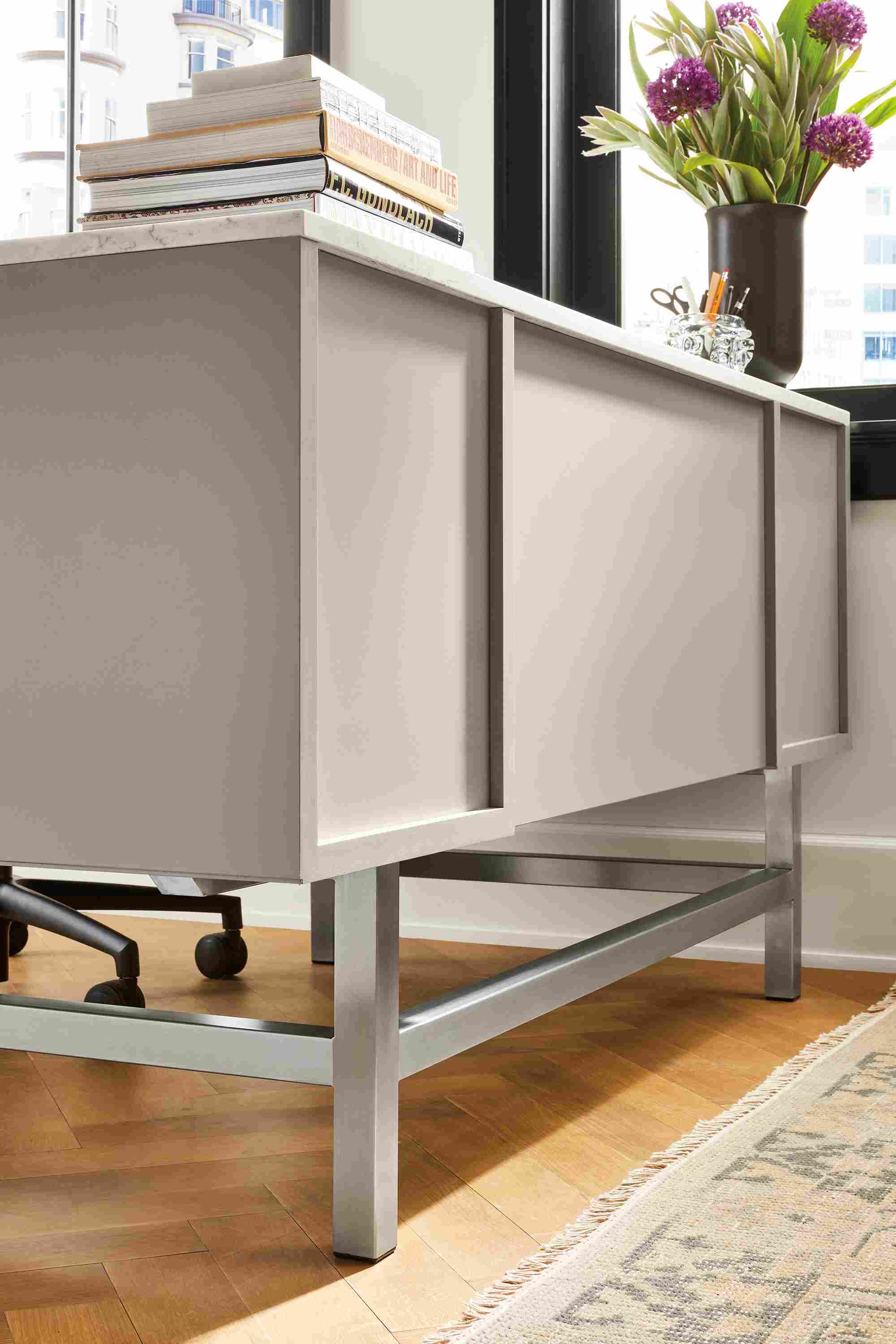 Copenhagen 60w 30d 30h Desk and Cora Office Chair in Tatum Fabric.