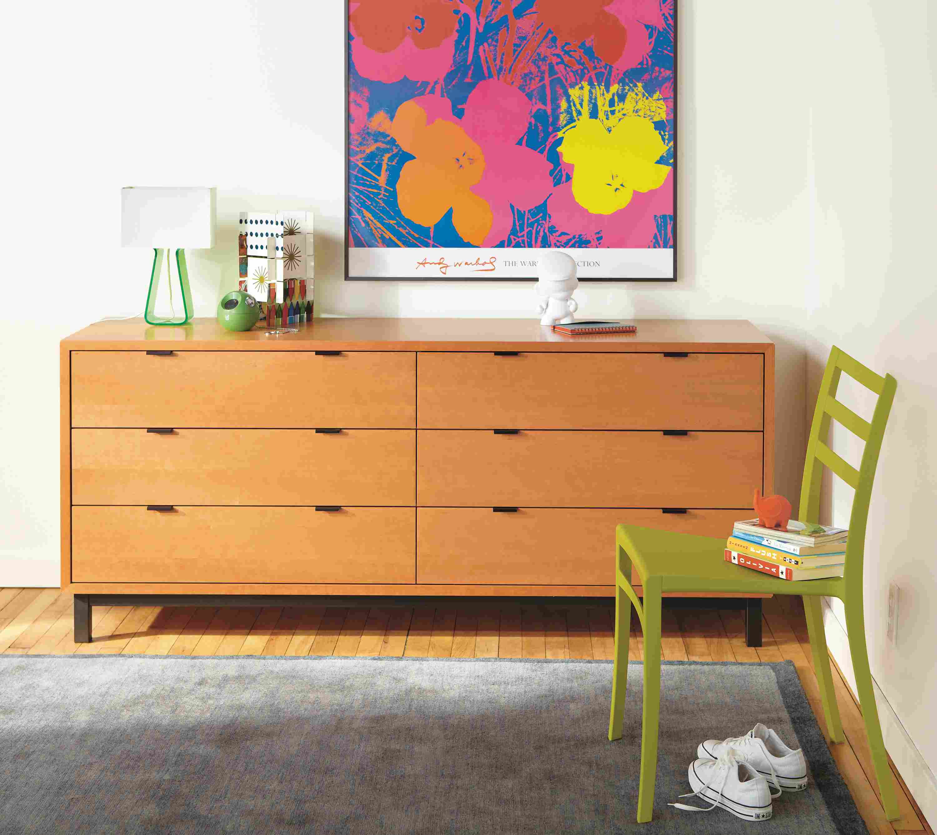 Bedroom with Copenhagen dresser in cherry.
