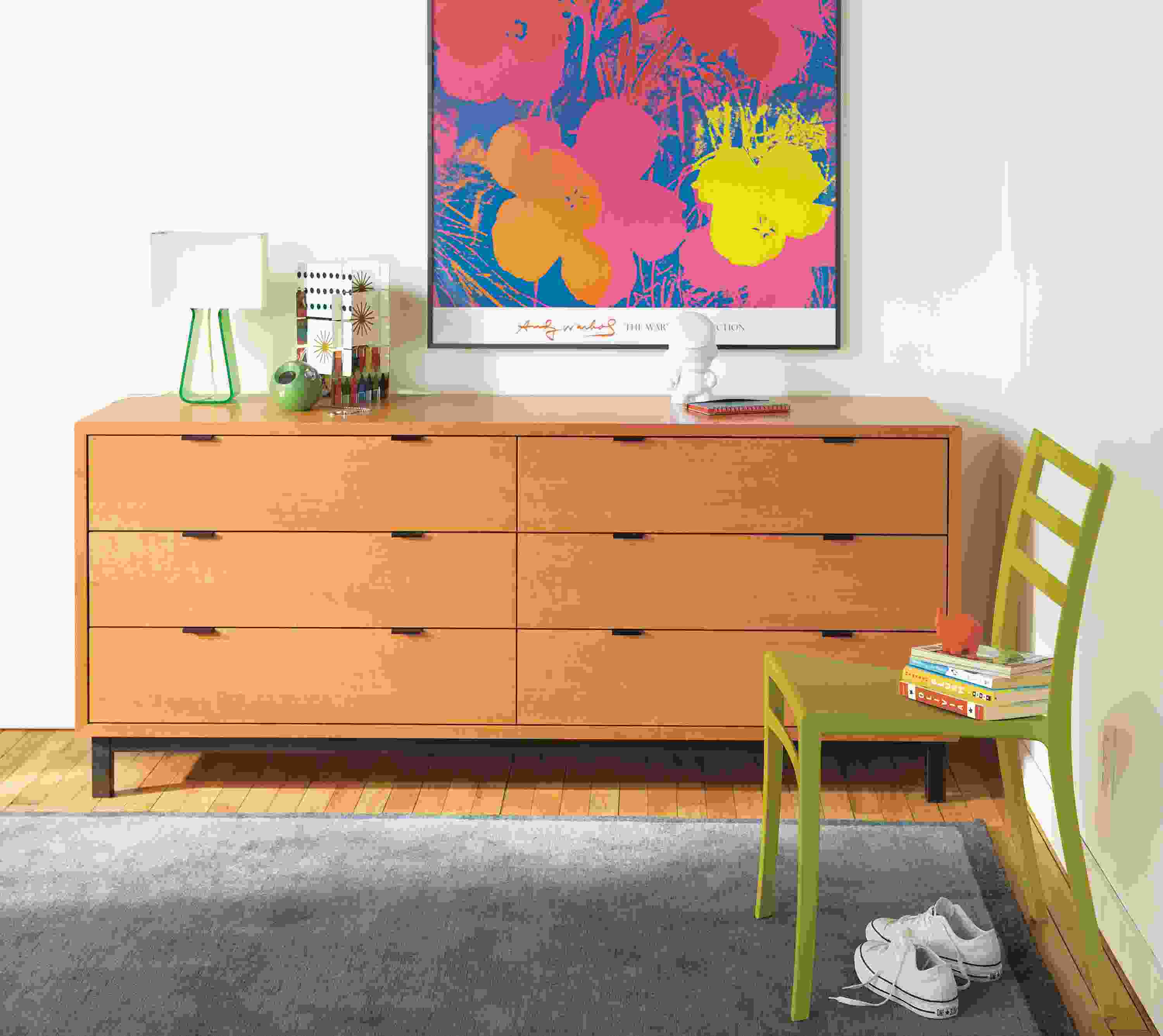 Bedroom with Copenhagen dresser in cherry.