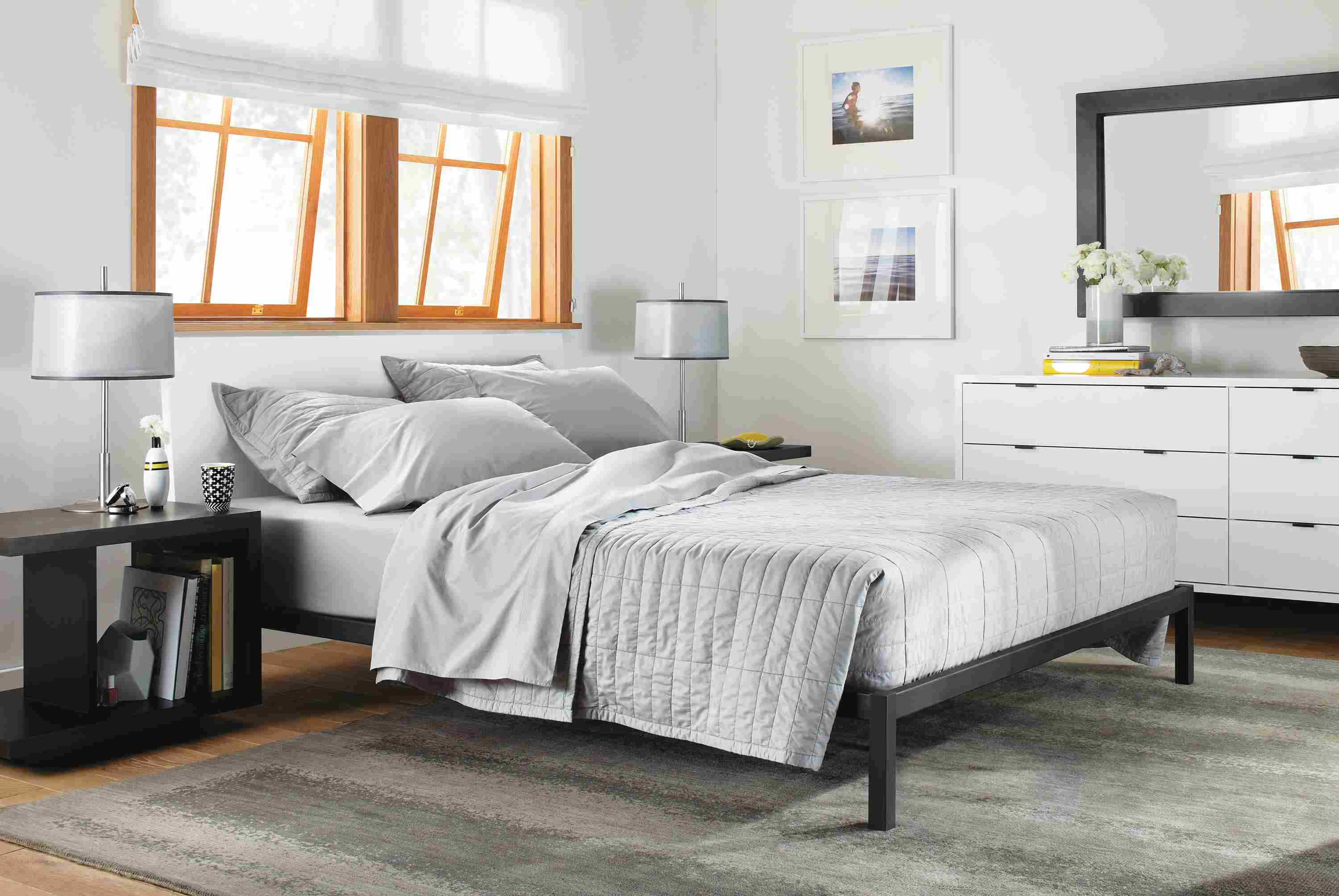 Side view of Copenhagen bed and dresser.
