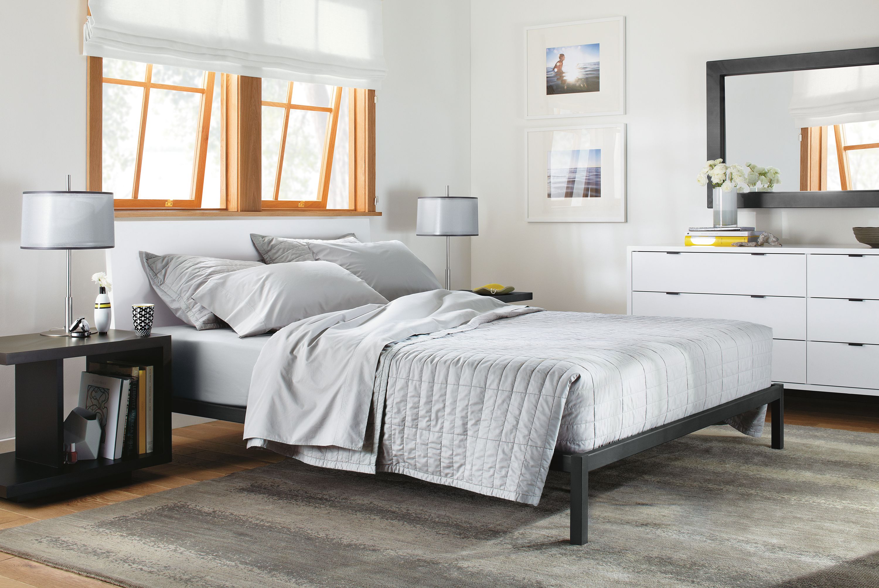 Side view of Copenhagen bed and dresser.