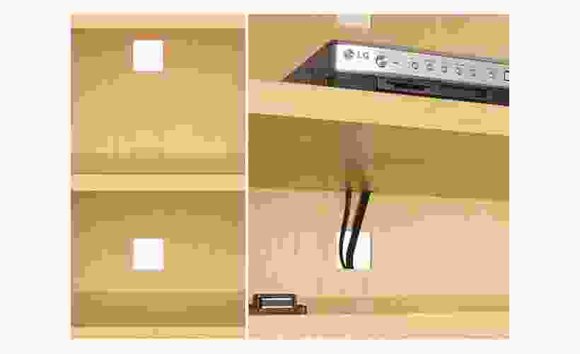 Detail of Copenhagen Custom Cabinet Cord Opening.