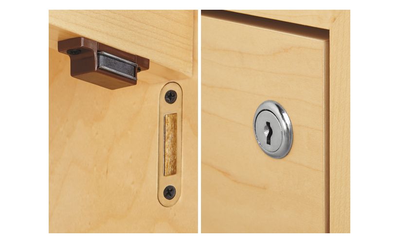 Detail of Copenhagen Custom Cabinet Drop-Down Door Closure.