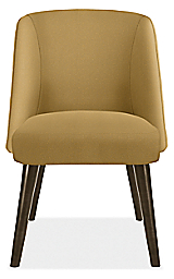 Front view of Cora Side Chair in Declan Saffron with Charcoal Legs.