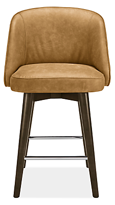 Front view of Cora Swivel Counter Stool in Leather.