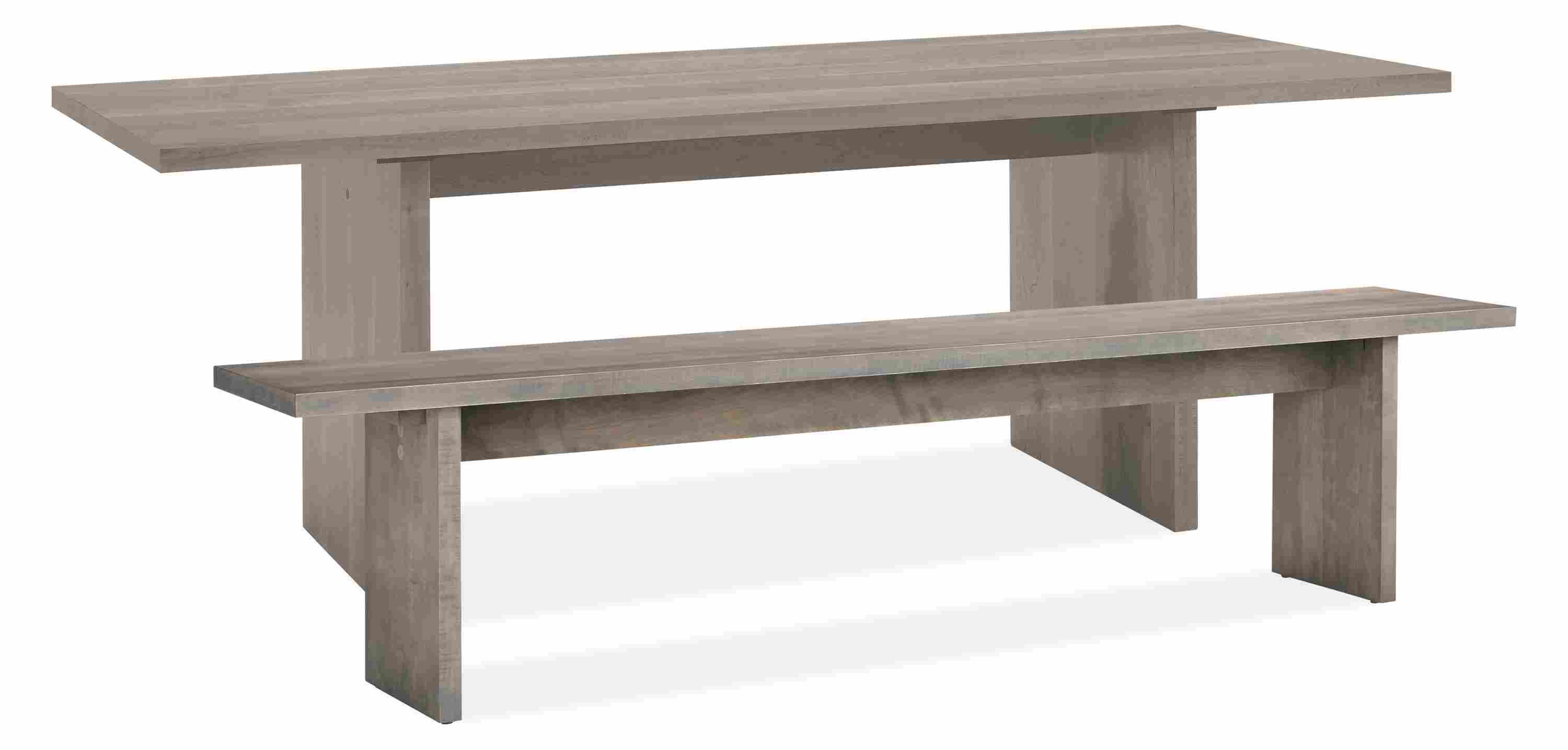 Detail of Corbett 82x36 Dining Table and 78x15 Dining Bench in Shell.