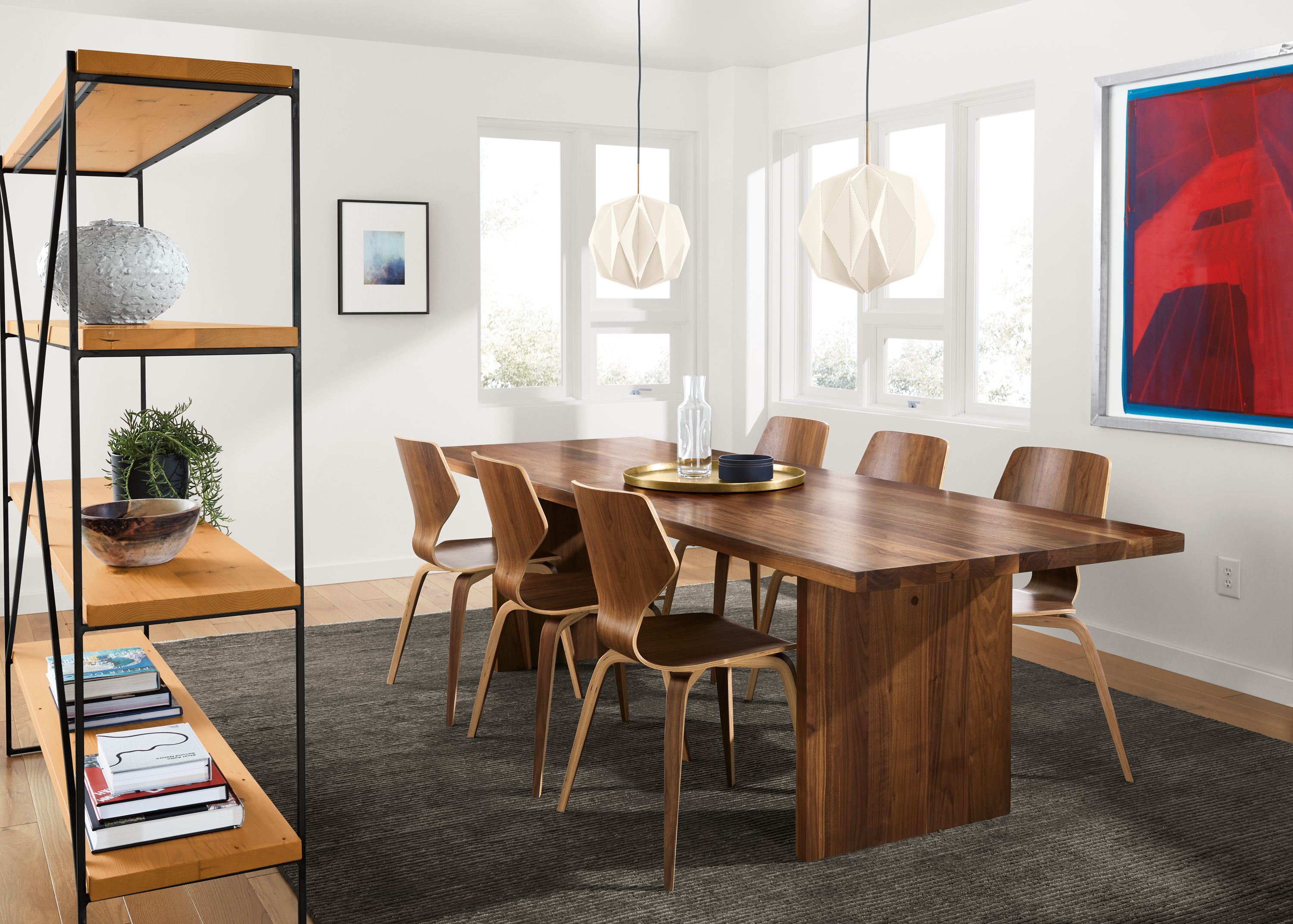 Side detail of large Corbett table and Pike chairs.