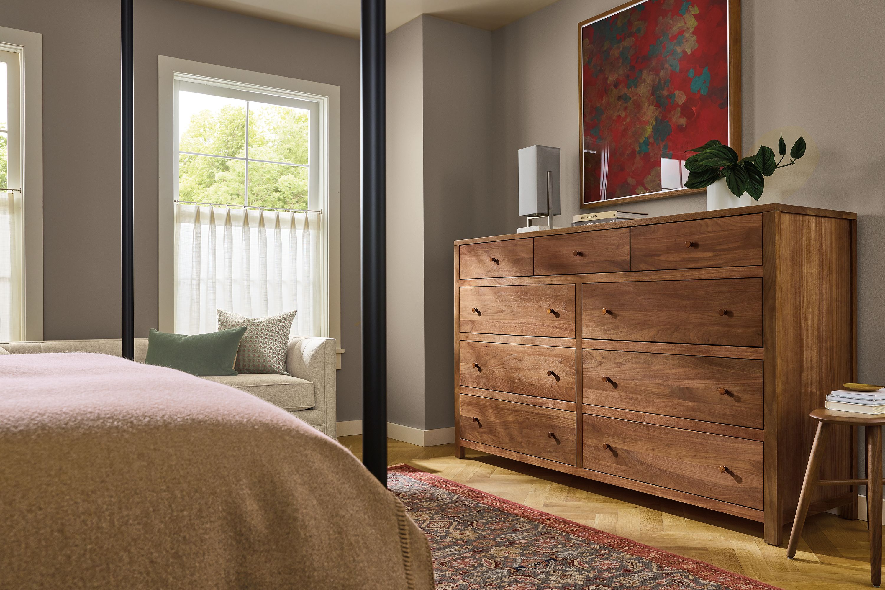 76w nine-drawer dresser in walnut