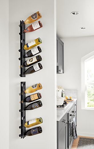 Detail of Covent wine rack on wall.