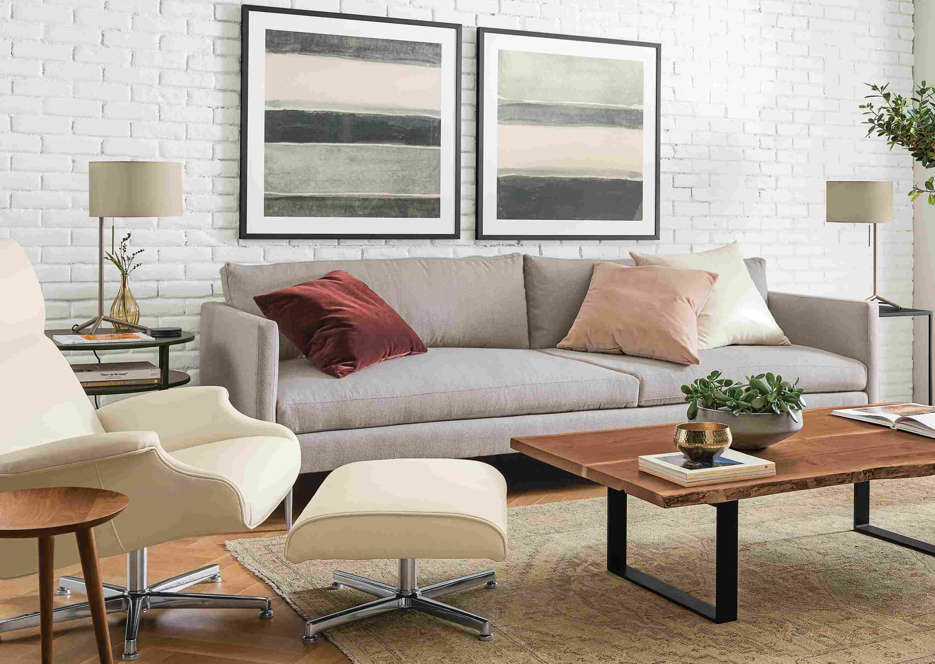 Detail of Janus two-cushion sofa.
