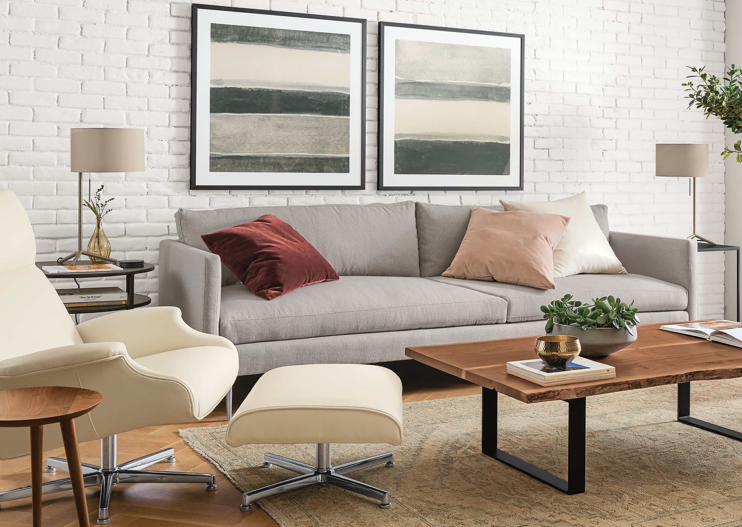 Detail of Janus two-cushion sofa.