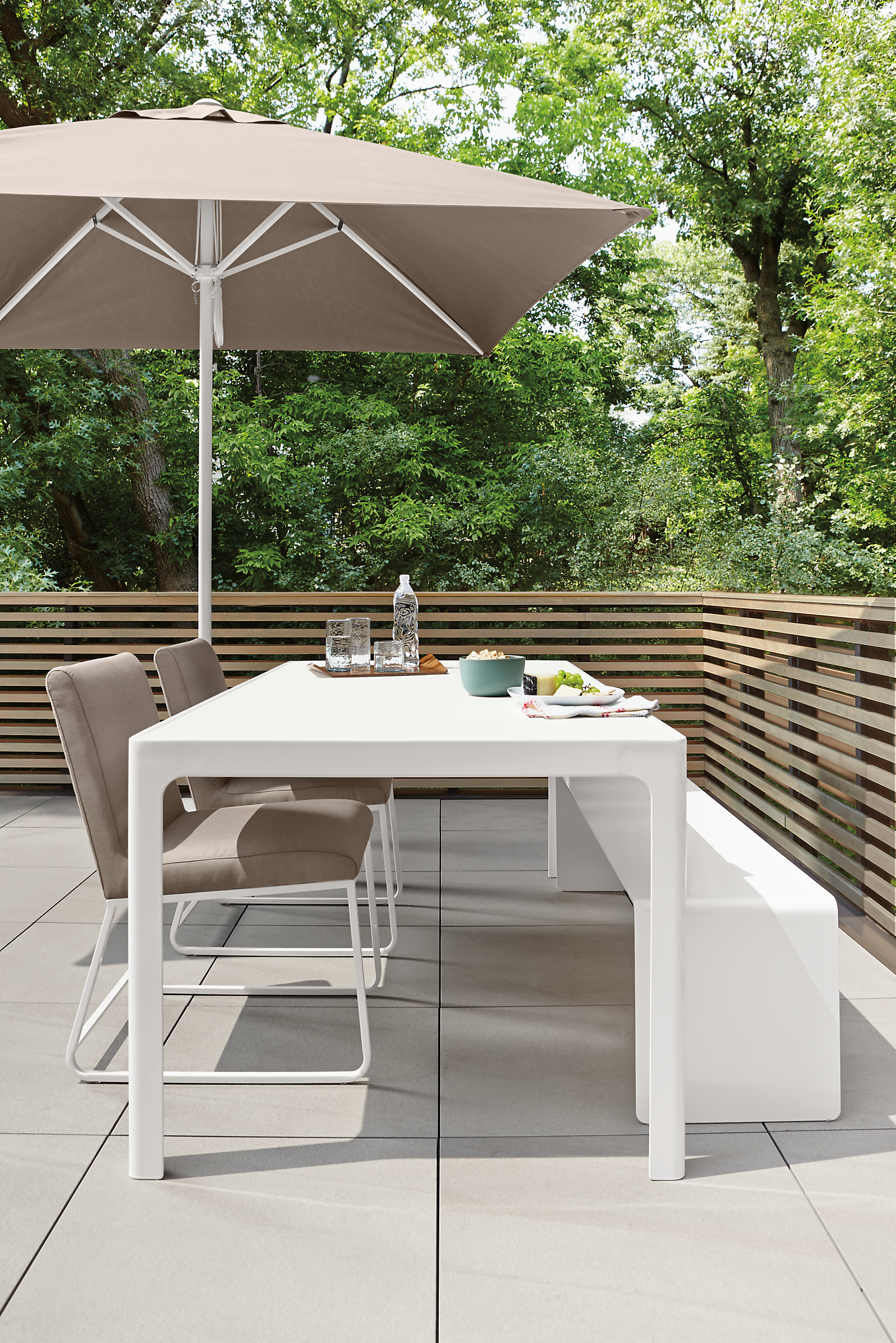 Outdoor Crescent table and Carmel dining chairs.