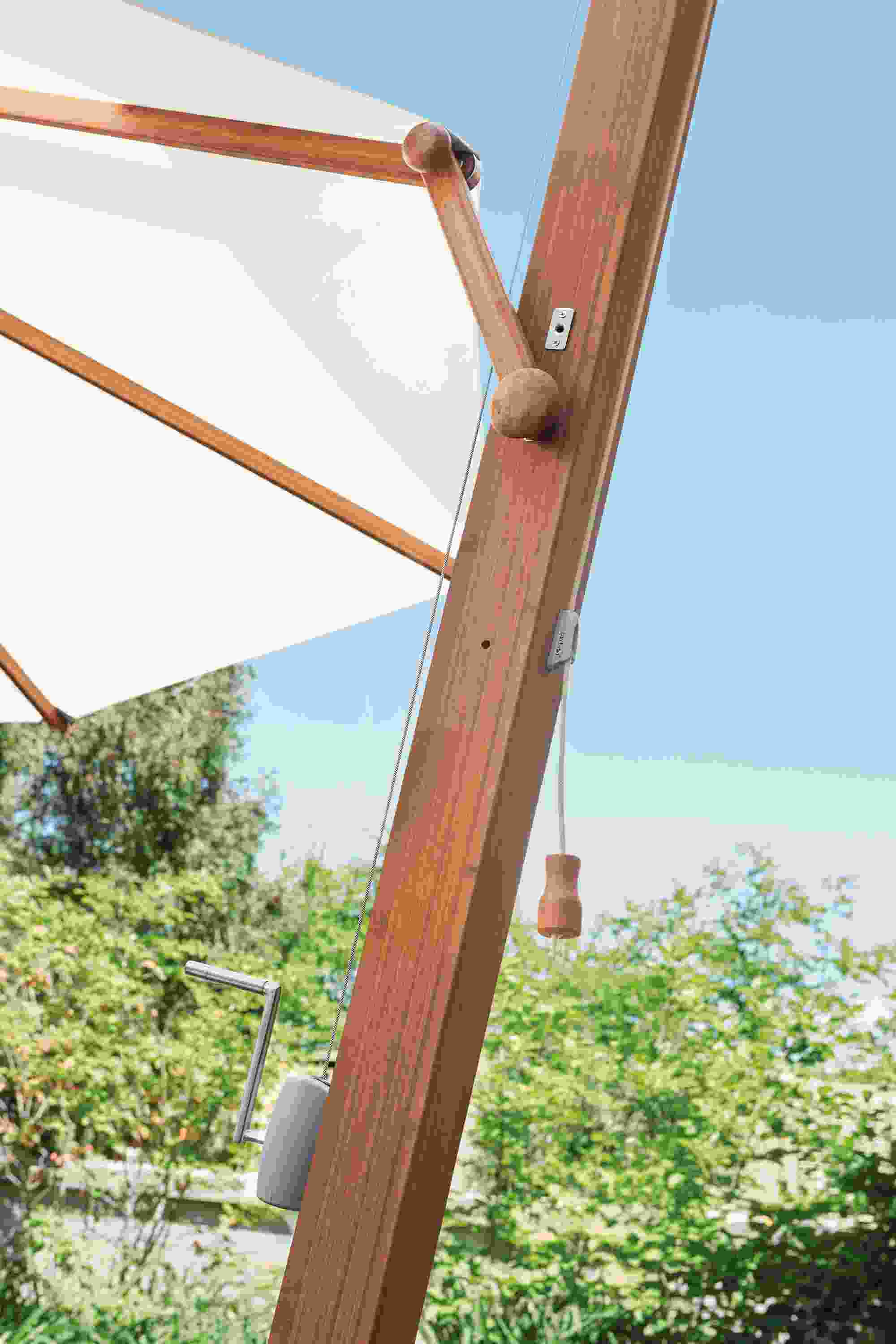 Detail of Cumulo patio umbrella arm mechanism.
