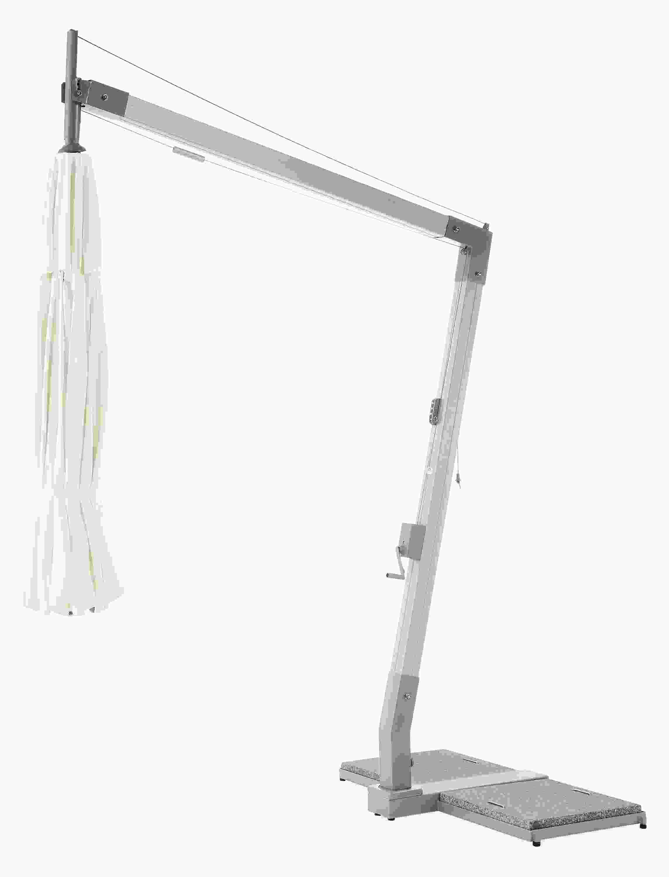 Detail of Cumulo 12' Patio Umbrella Spuncrylic White with Aluminum Pole.
