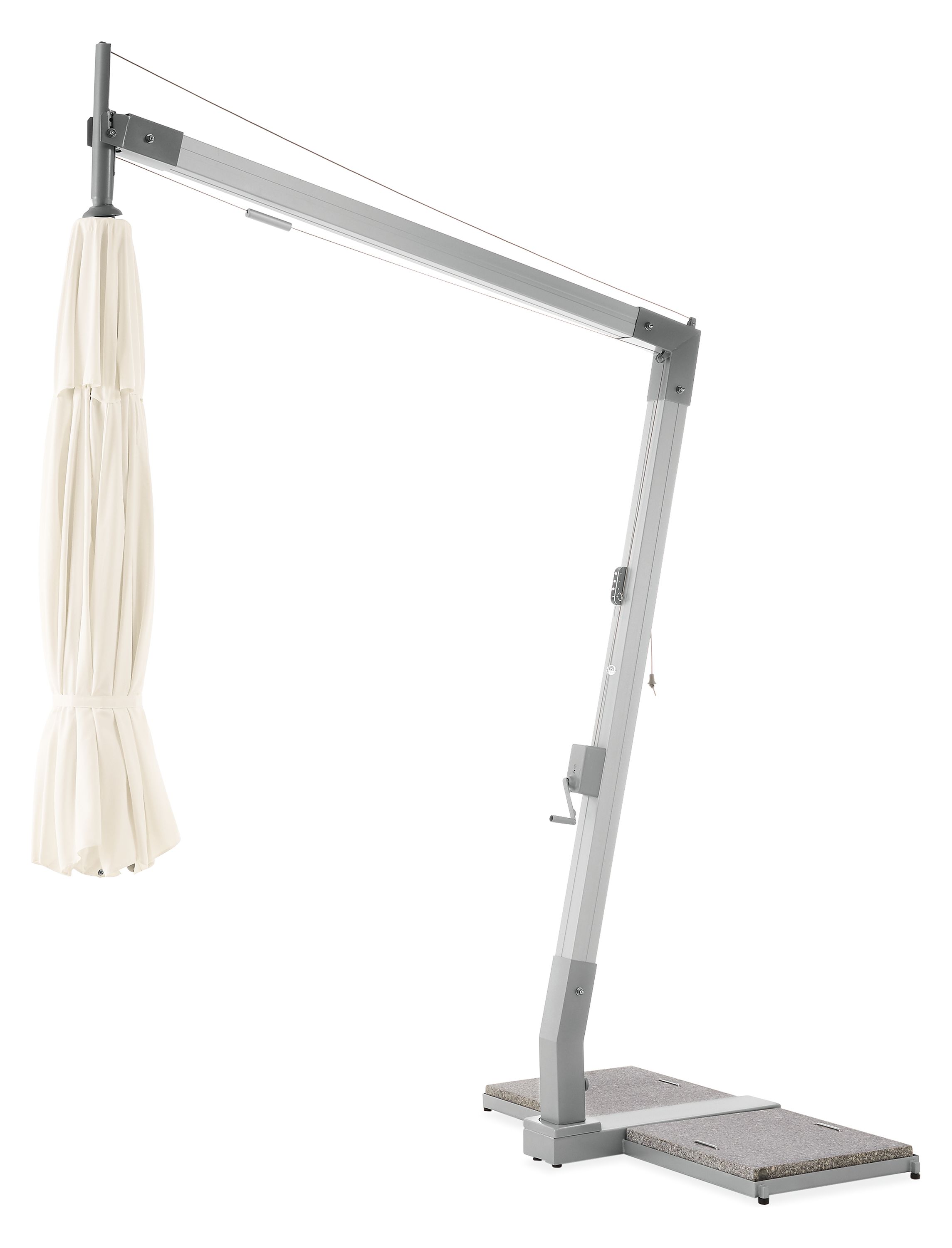 Detail of Cumulo 12' Patio Umbrella Spuncrylic White with Aluminum Pole.