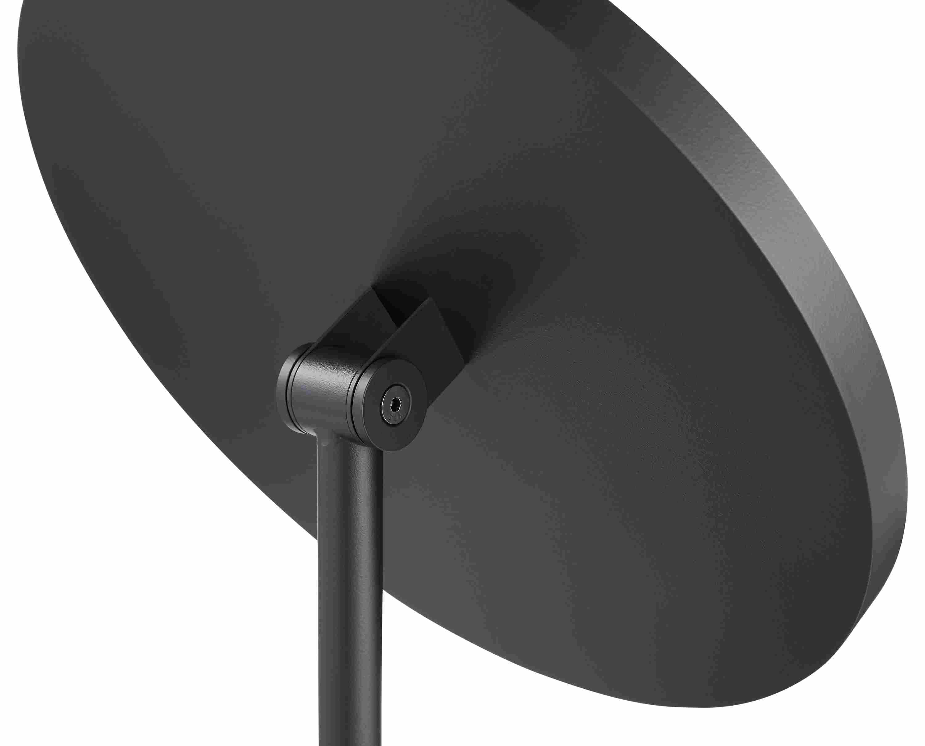 Detail of back hinge of Dawn Tabletop Mirror in Graphite.