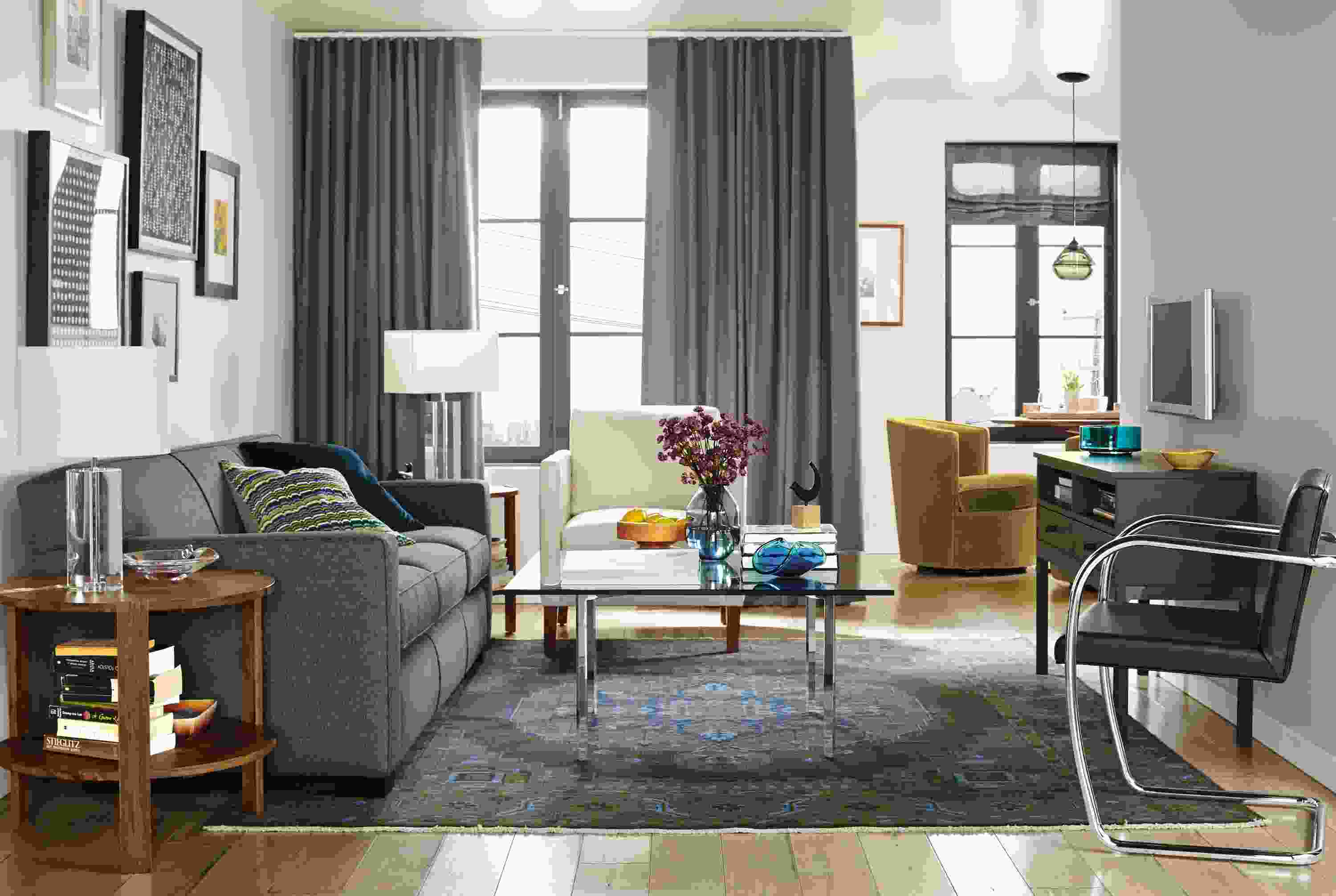 Living room with Dean sofa in daly charcoal.