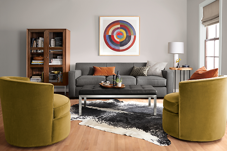 Living room with Dean sofa in daly charcoal.