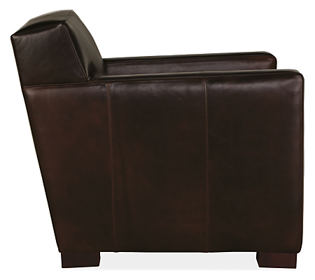 Side view of Dean Chair in Lagoon Coffee.