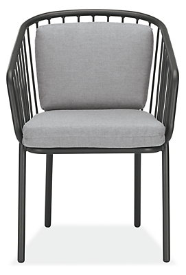 Front view of Delaney Dining Chair in Noah Fabric.
