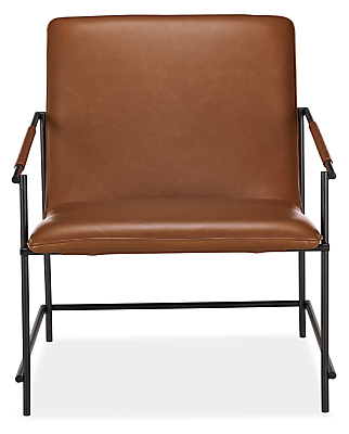 Front view of Dina Lounge Chair in Synthetic Leather Brown.
