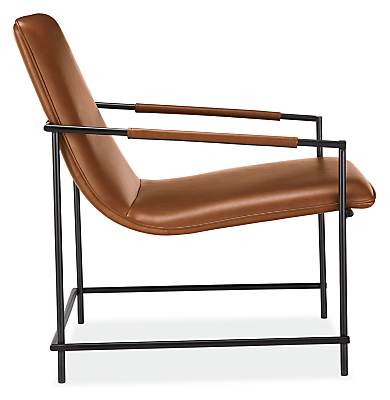 Side view of Dina Lounge Chair in Synthetic Leather Brown.