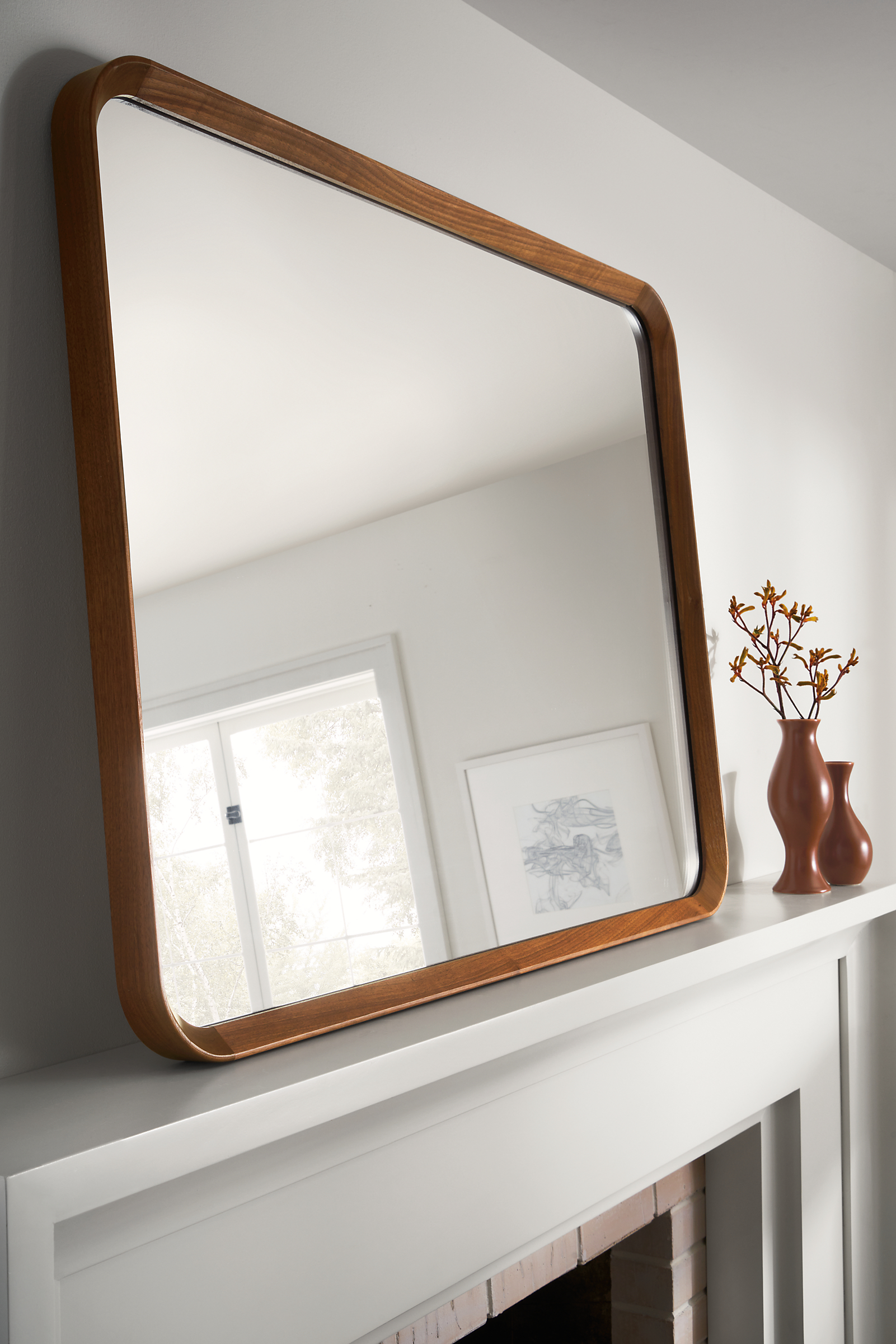 mantle with donahue 31-wide mirror in walnut.
