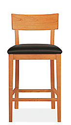 Front view of Doyle Counter Stool in  Cherry and Pesaro Black Leather.