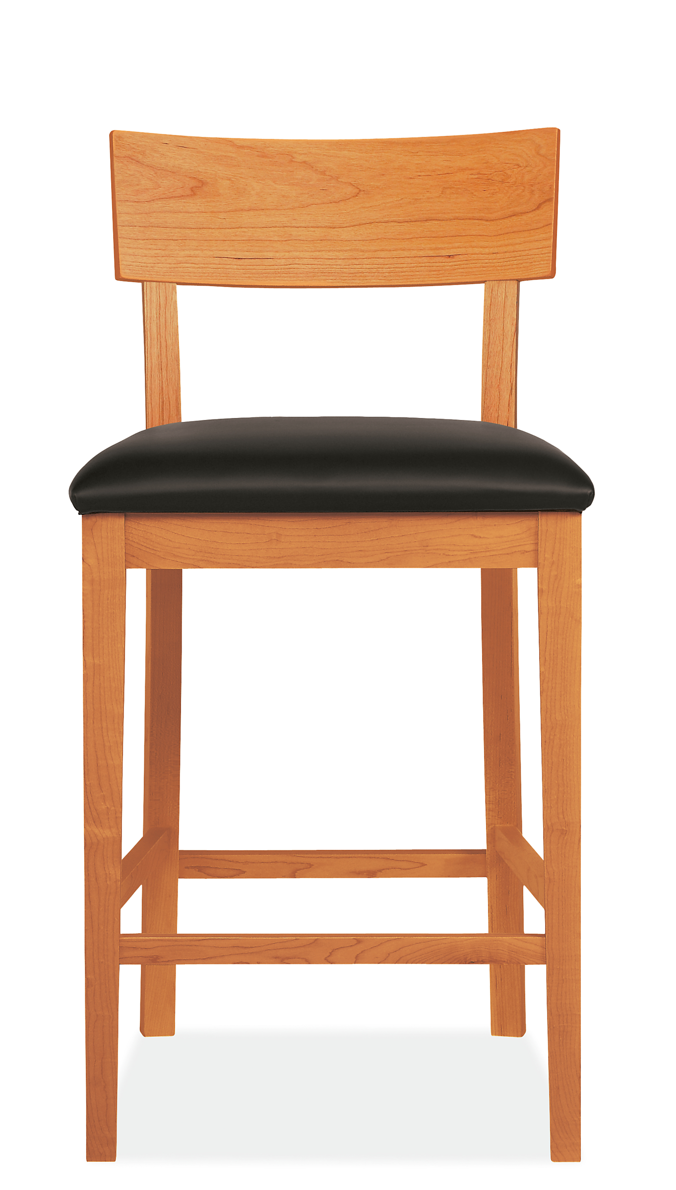 Front view of Doyle Counter Stool in  Cherry and Pesaro Black Leather.