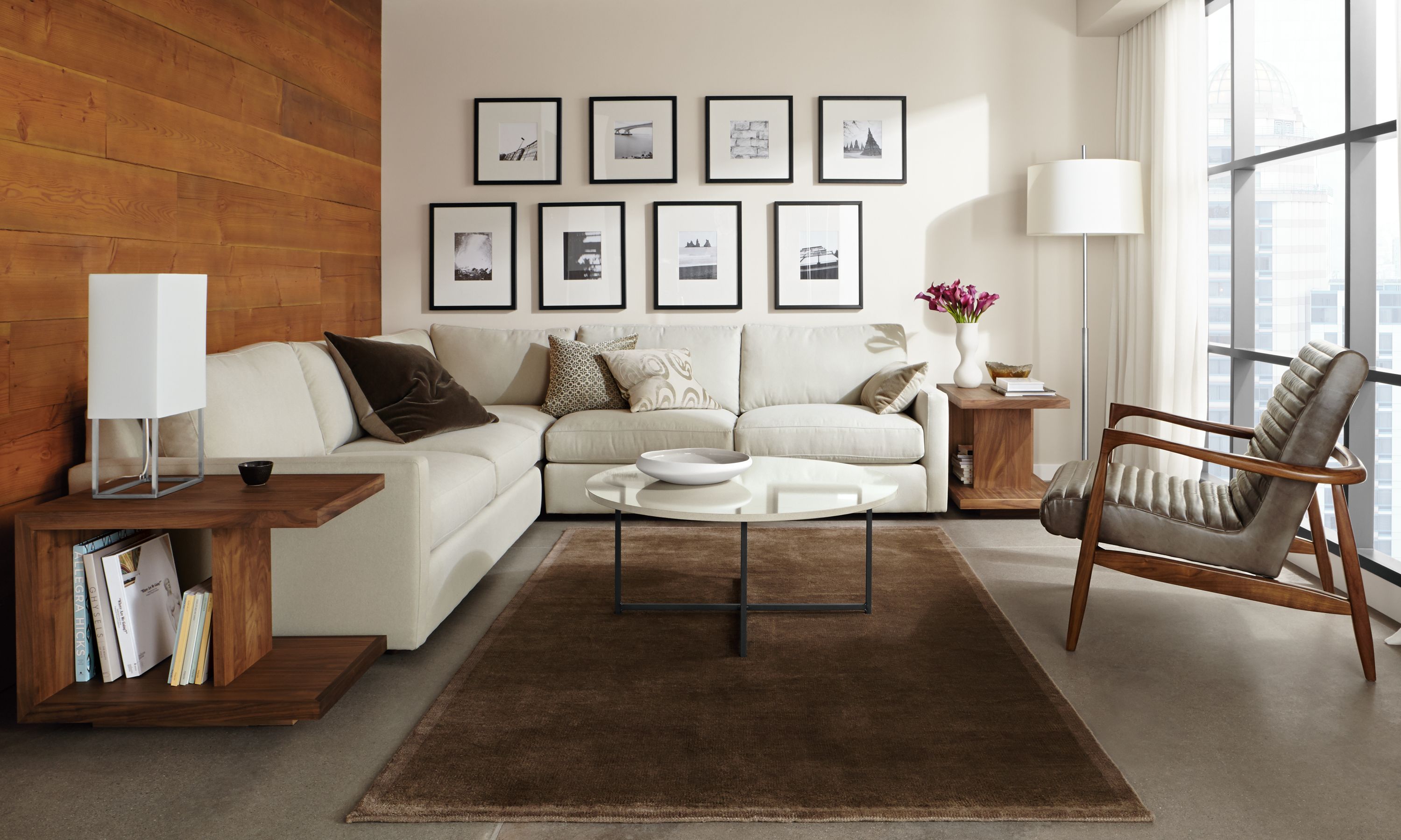 Easton three-piece sectional in fabric.