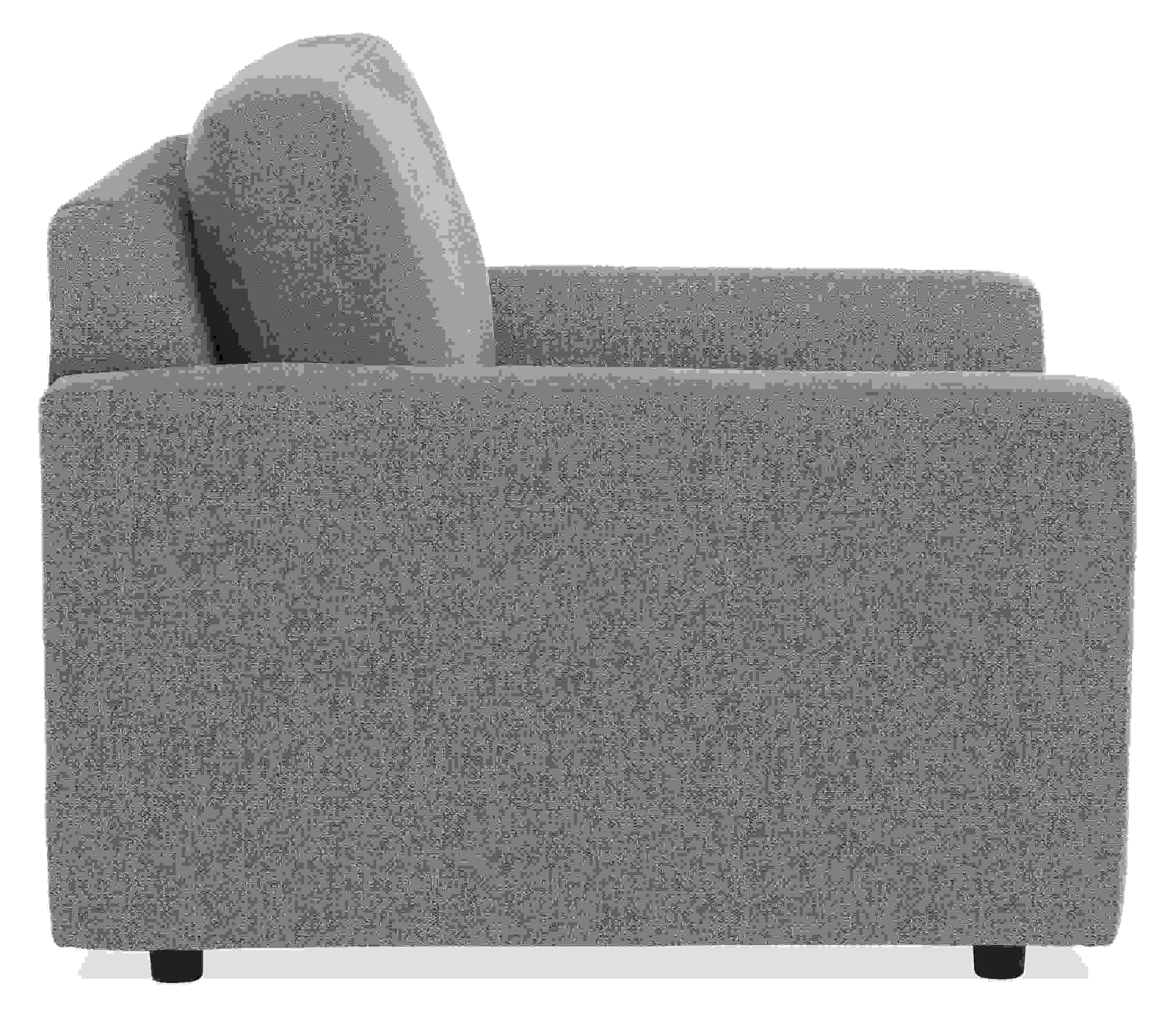 Side view of Linger Chair in Tepic Fabric.