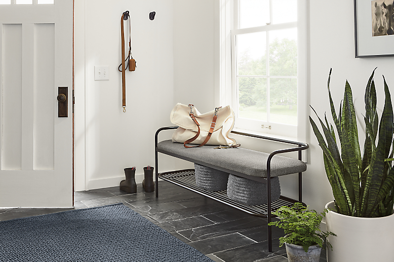 Entryway with Ebers bench in sumner graphite.