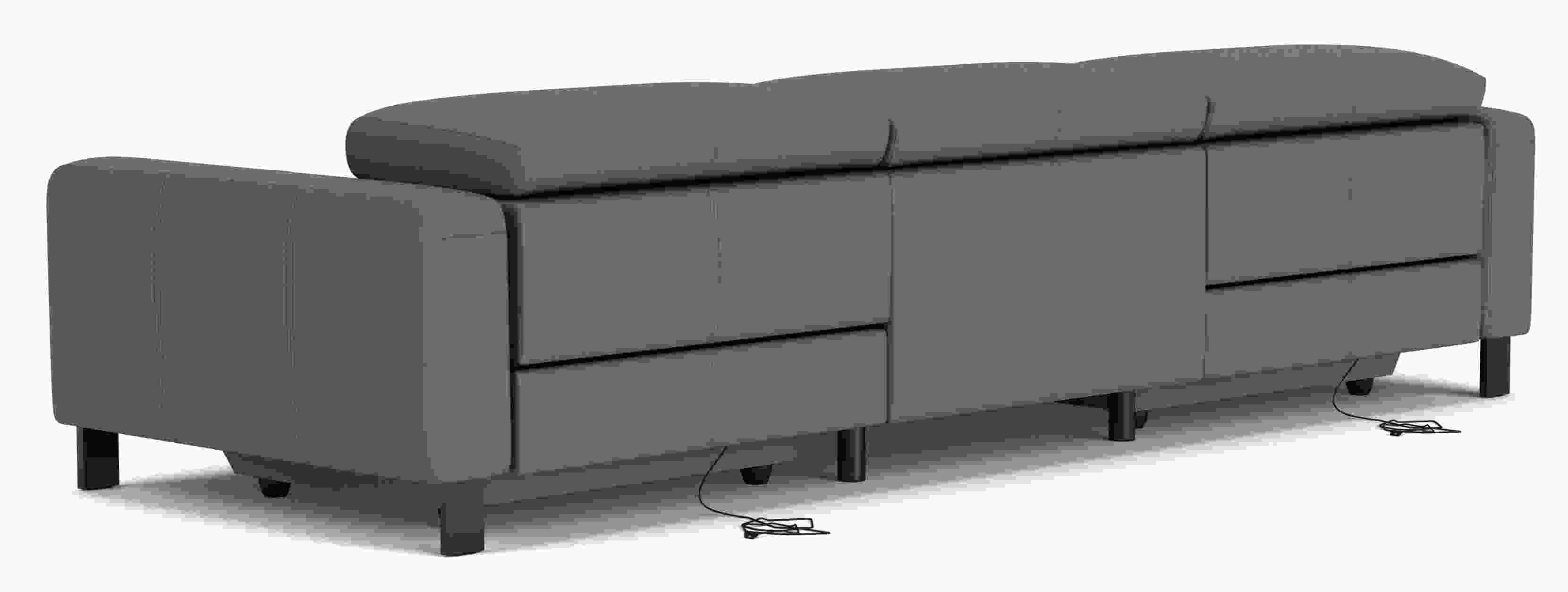 Back view of Elio 115" 3pc Sofa w/2pc Powered Footrest in Dario Leather